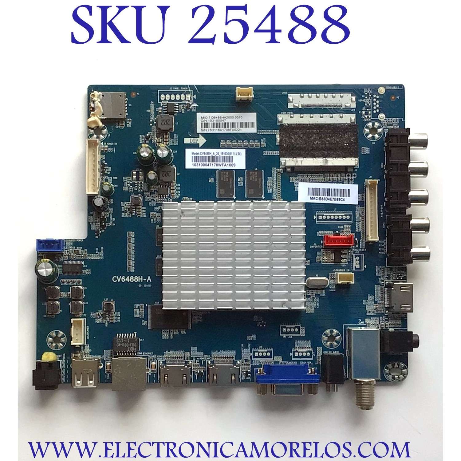 MAIN PARA TV ELEMENT / NUMERO DE PARTE E17196-8-SY / CV6488H-A / 7.D6488HA2000.0010 / 103100047 / 78H116A / B83D4E7E69CA / PANEL T550-V35-DLED / MODELOS EASJ5517BF / LE-55GV350-B1