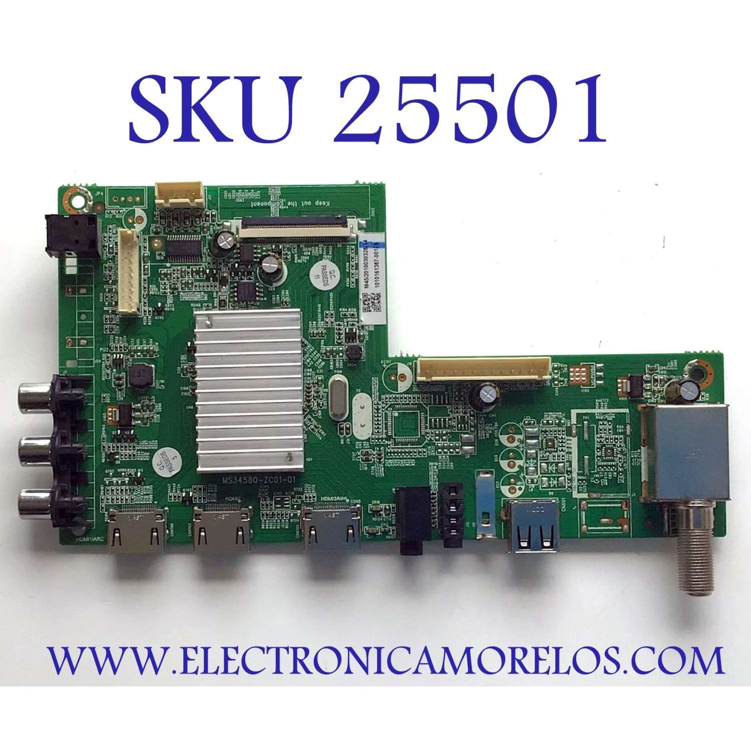 MAIN PARA TV HITACHI 4K UHD RESOLUCION (3840 × 2160) NUMERO DE PARTE 1010161387 / MS34580-ZC01-01 / M45/2010030328/14 / 1010161387-00178 / PANEL LC546PU1L01 / MODELO 55C60