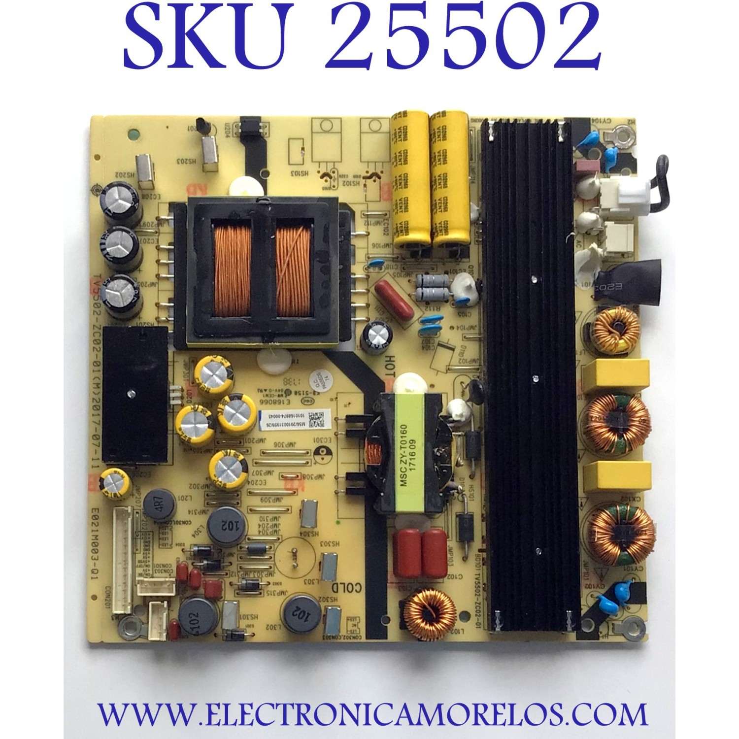 FUENTE DE PODER PARA TV HITACHI / NUMERO DE PARTE 1010168974 / TV5502-ZC02-01 / E021M003-Q1 / M56/2010031959/26 / 1010168974-00045 / PANEL LC546PU1L01 / MODELO 55C60