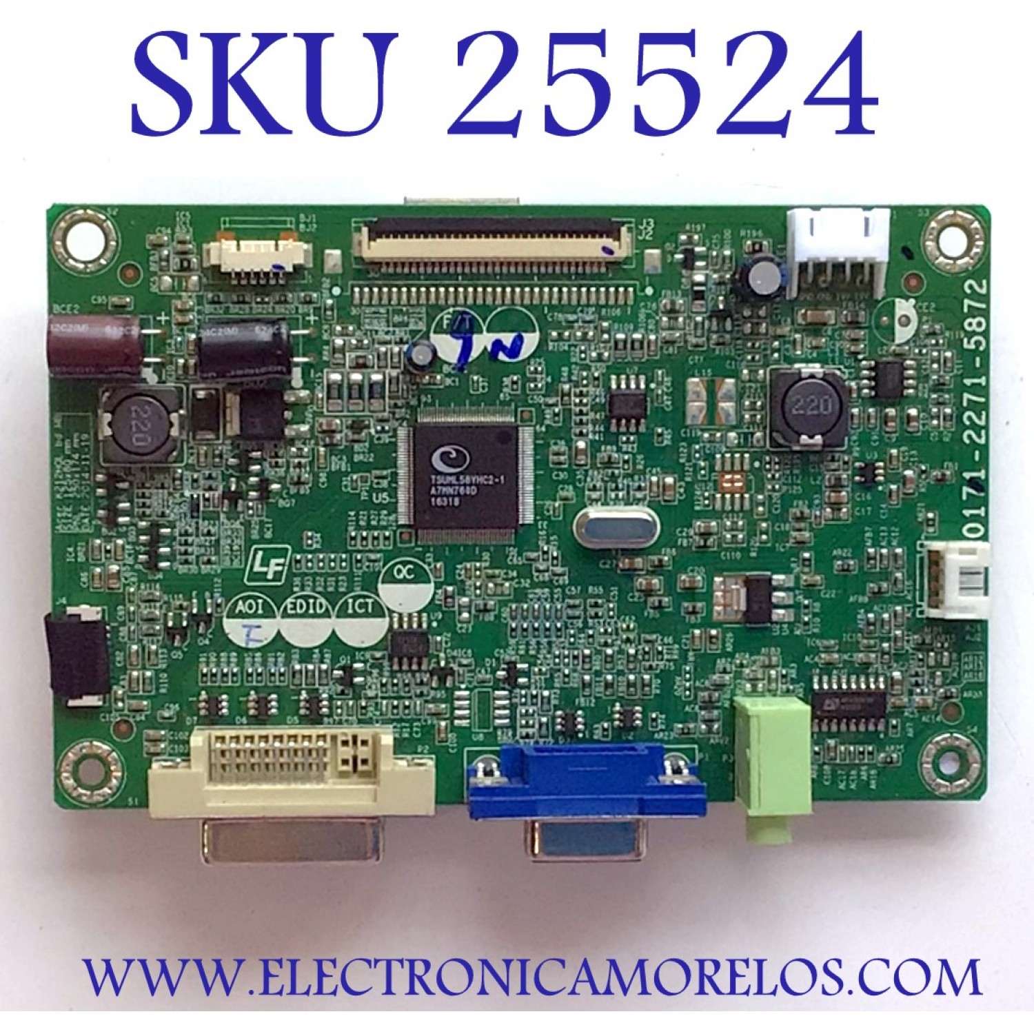 MAIN PARA MONITOR ACER NUMERO DE PARTE 0171-2271-5872 / 0171-2271-5872 / R35241420150(A2) / K242HQL  / 64MEB1GBA23292A PANEL  M236HGE-L20 REV.C5 / MODELO  K242HQL Bbmd