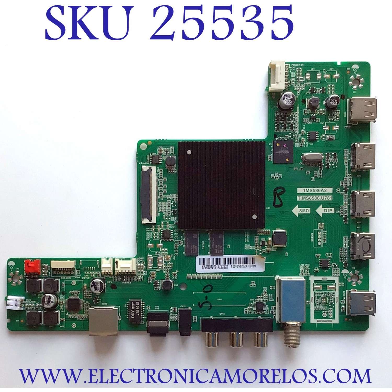MAIN PARA TV AIWA NUMERO DE PARTE SVS586TA10-MA200CK / 1MS586A2 / T.MS6586.U781 / V8-MS586NA-LF1V109 / MIDF958262A-00789 / MODELO AW TV-65UHD4K-SPM