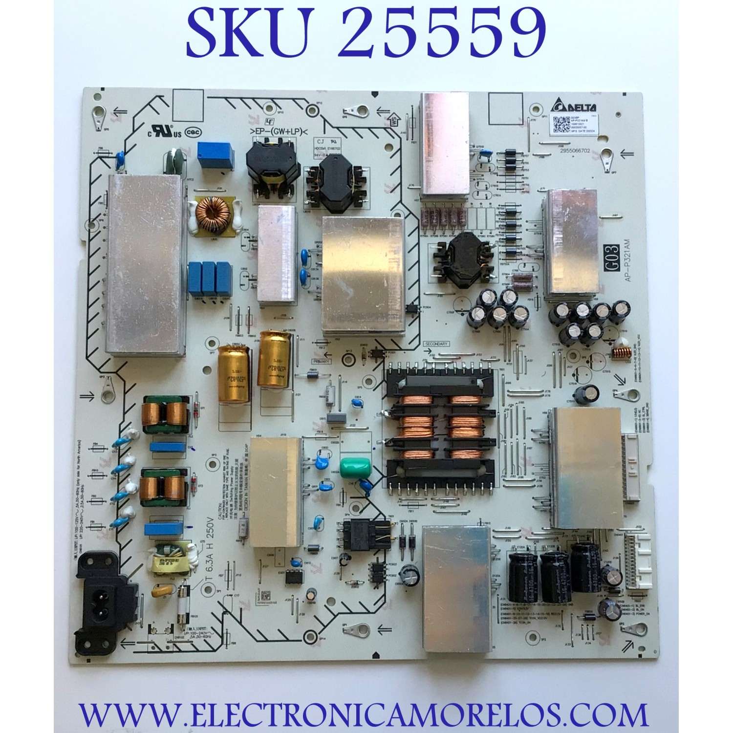 FUENTE DE PODER PARA TV SONY / NUMERO DE PARTE 1-006-133-21 / 100613321 / G03BP / AP-P321AM B / 2955066702 / AP-P321AM / E166702 / PANEL YDAF075DND01 / MODELO XBR-75X90CH / XBR75X90CH