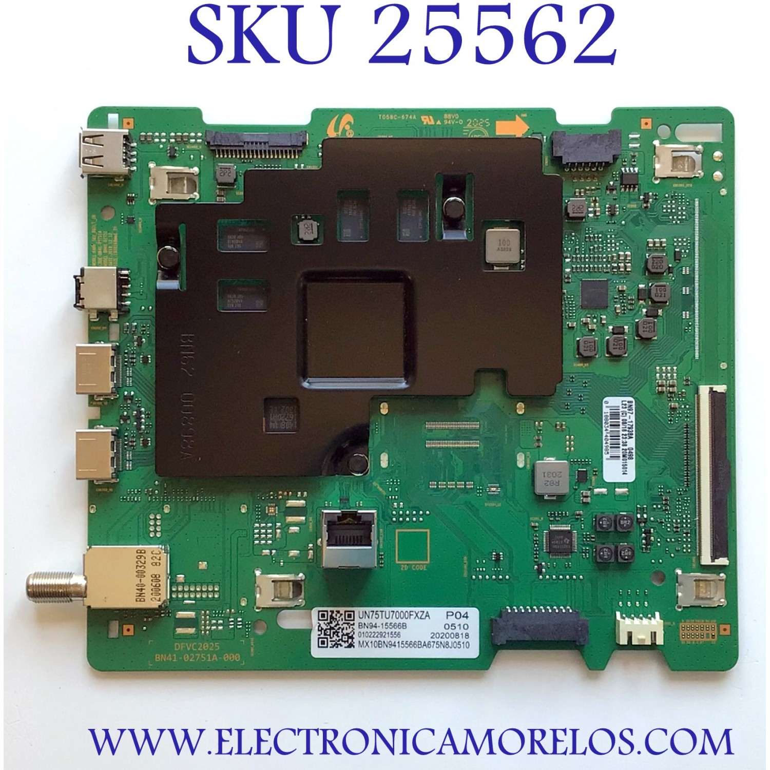 MAIN PARA SMART TV SAMSUNG 4K UHD CON HDR / NUMERO DE PARTE BN94-15566B / BN41-02751A-000 / DFVC2025 / BN97-17938-A / BN96-51294N / PANEL CY-BT075HGEV3H / MODELOS UN75TU7000FXZA / UN75TU7000FXZA  BC02