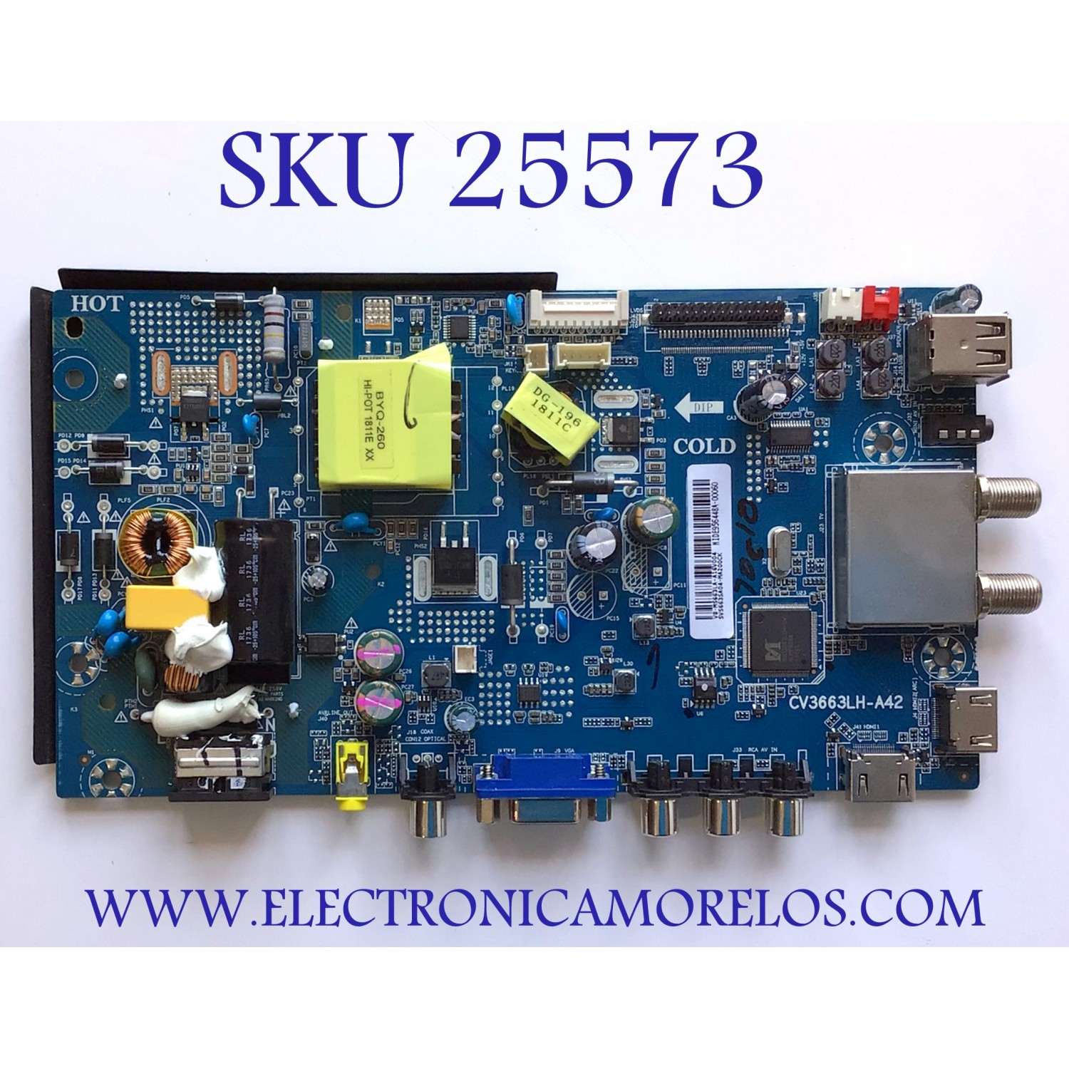 MAIN FUENTE PAREA TV PANAVOX / NUMERO DE PARTE  SVS663SA04-MA200CK / CV3663LH-A42 / V8-MS663LA-A16V004 / MIDE956448A-00060 / ESTA TARJETA ES CHINA Y ES UTILIZADA EN DIFERENTES MARCAS Y MODELOS / ENTRAR A DESCRIPCIÓN DEL PRODUCTO