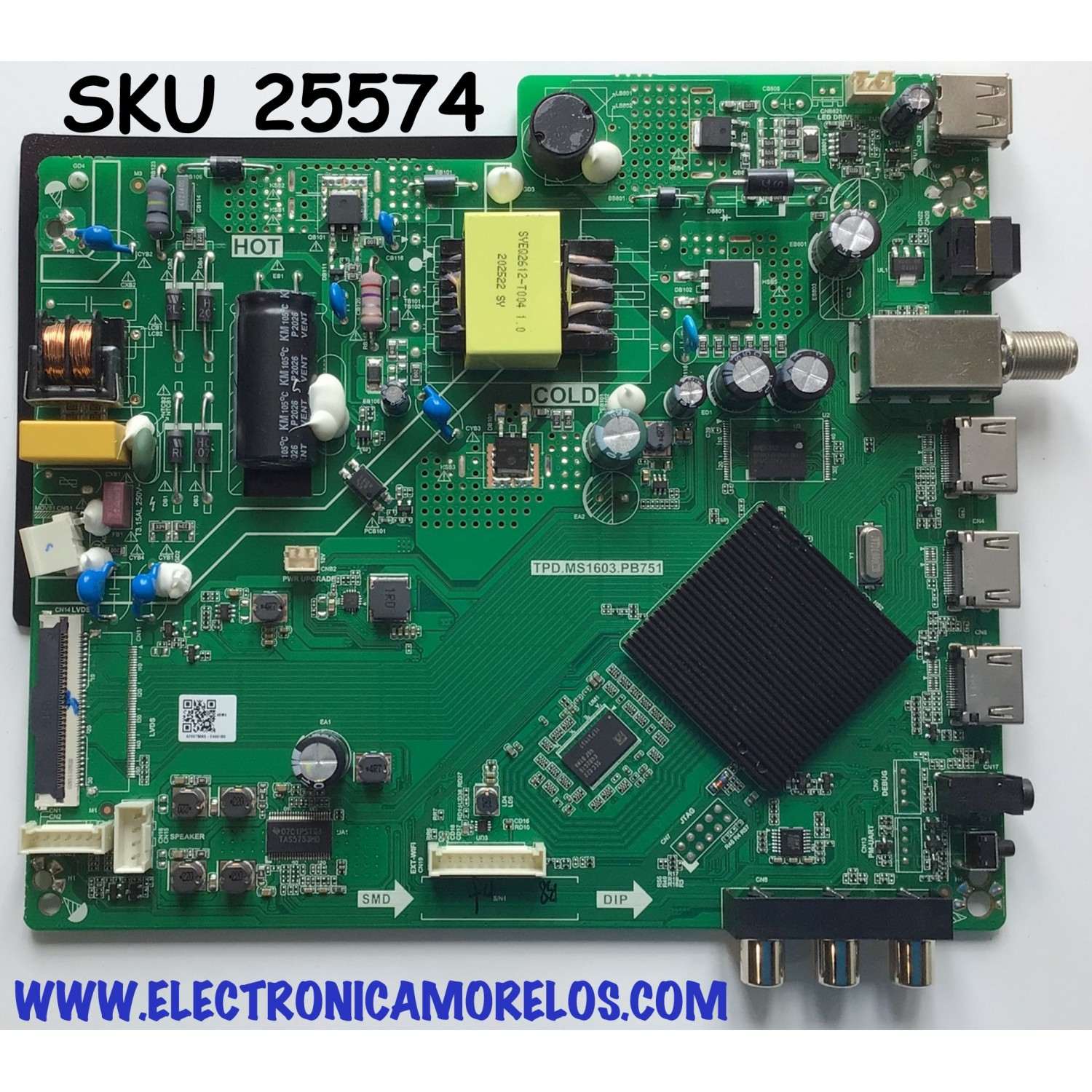 MAIN PARA TV HITACHI NUMERO DE PARTE 515Y16031M16 / TPD.MS1603.PB751 / A20075065-0A00180 / 2010069022 / 536D3156CH1L / PANEL V320BJ8-Q01 / MODELO 32RC23