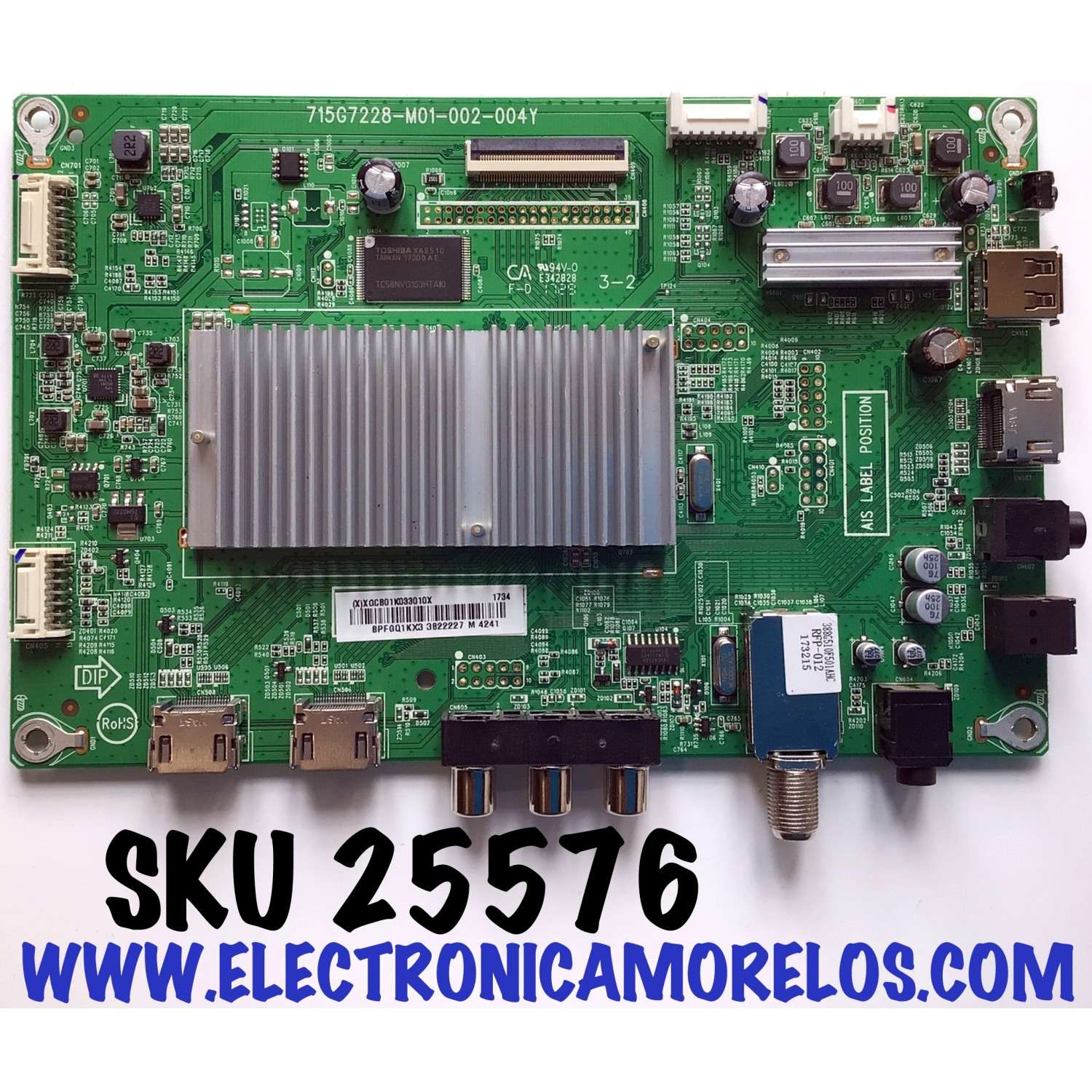 MAIN PARA TV SHARP / NUMERO DE PARTE XGCB01K033 / 715G7228-M01-002-004Y / XGCB01K033010X / PANEL TPT500J1-HVN07.U REV:S500C / MODELO LC-50LB481U