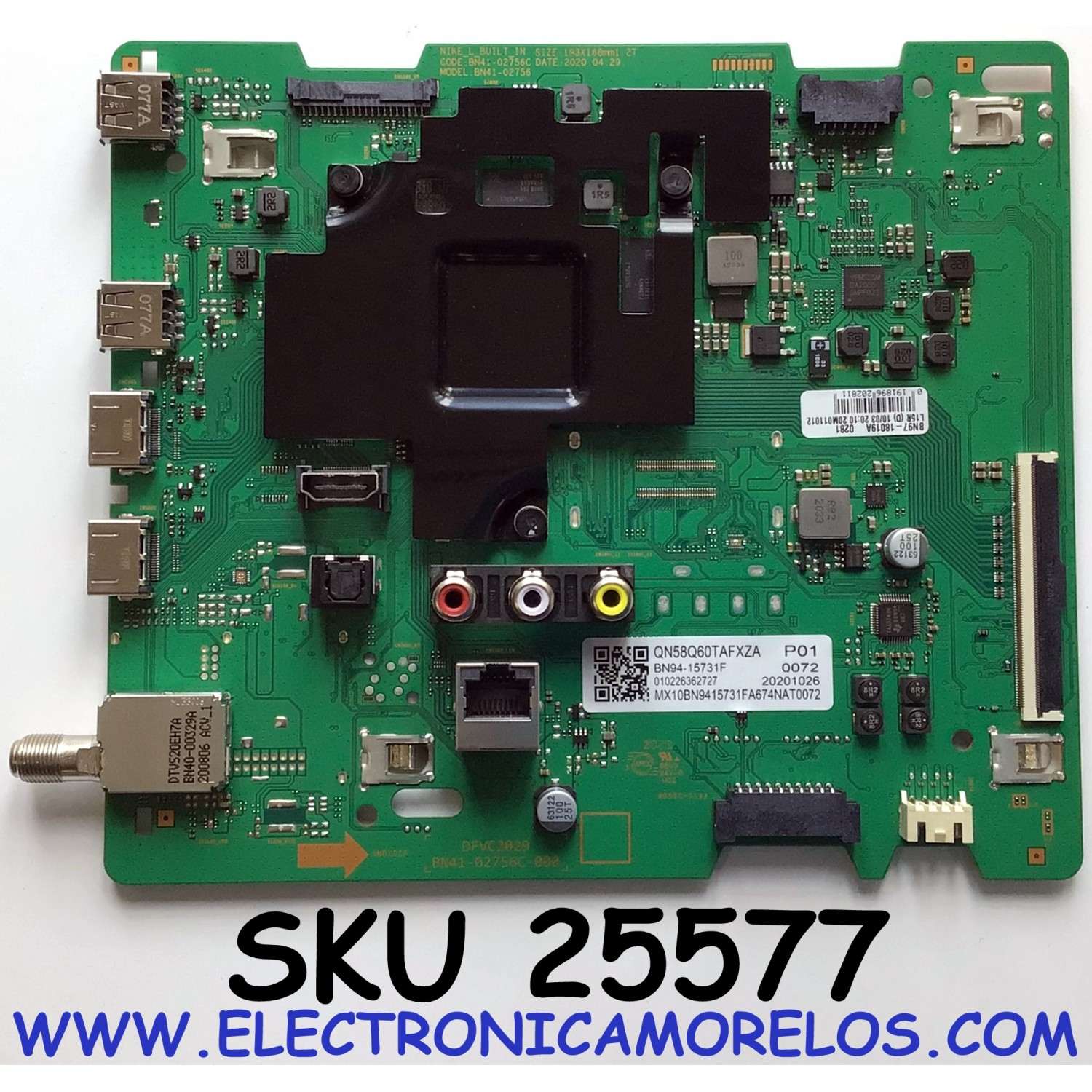 MAIN PARA SMART TV SAMSUNG QLED 4K UHD CON HDR / NUMERO DE PARTE BN94-15731F / BN41-02756C-000 / BN97-18019A / BN96-51294U / BN9415731F / PANEL CY-RT058HGNV2H / MODELOS QN58Q60TAFXZA / QN58Q60TAFXZA  DB01