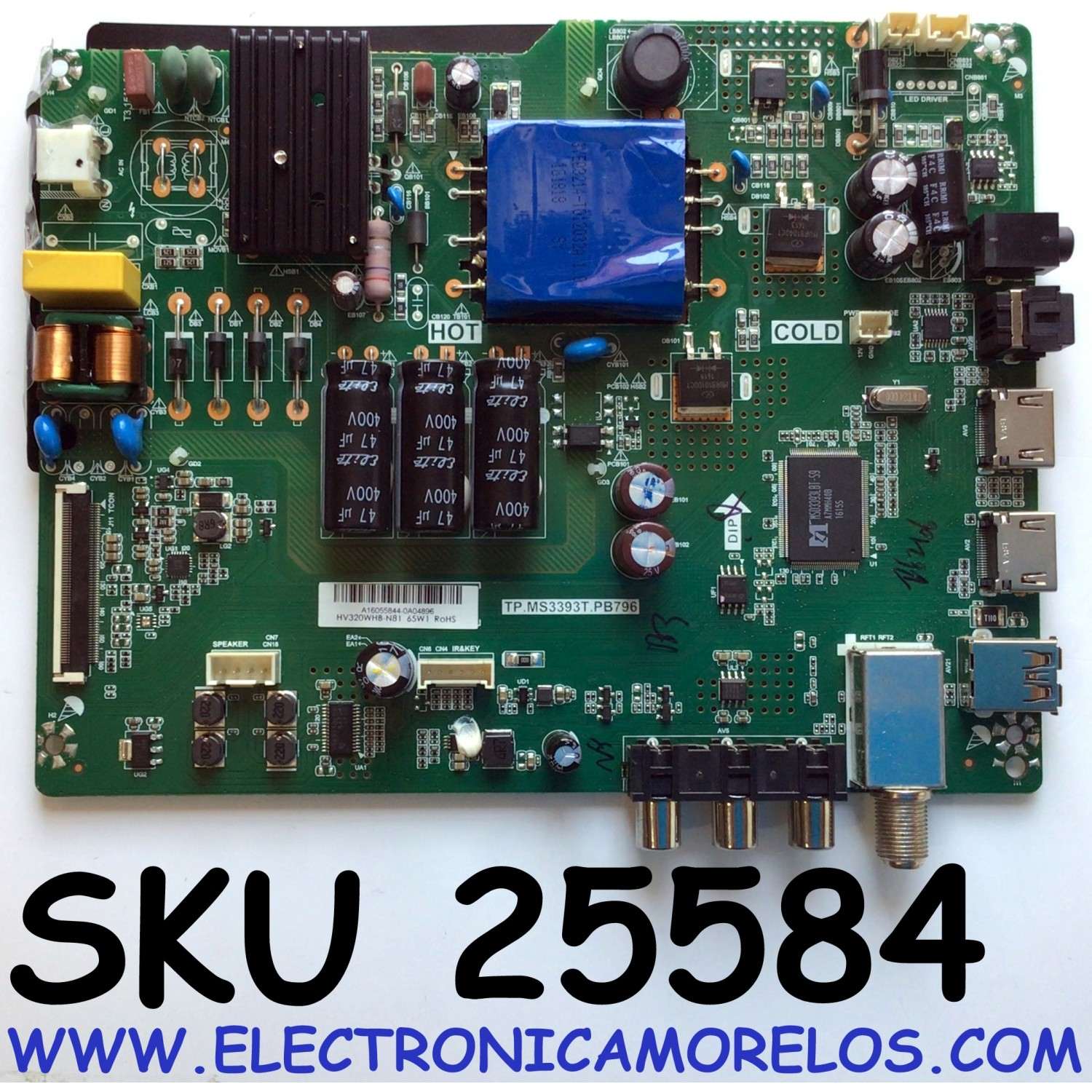MAIN FUENTE (COMBO) PARA TV INSIGNIA / NUMERO DE PARTE 22002A0166T-15 / TP.MS3393T.PB796 / A16055844-0A04896 / HV320WHB-N81 / 3200192502 / PANEL  BOEI320WX1-01 / MODELO NS-32D310NA17
