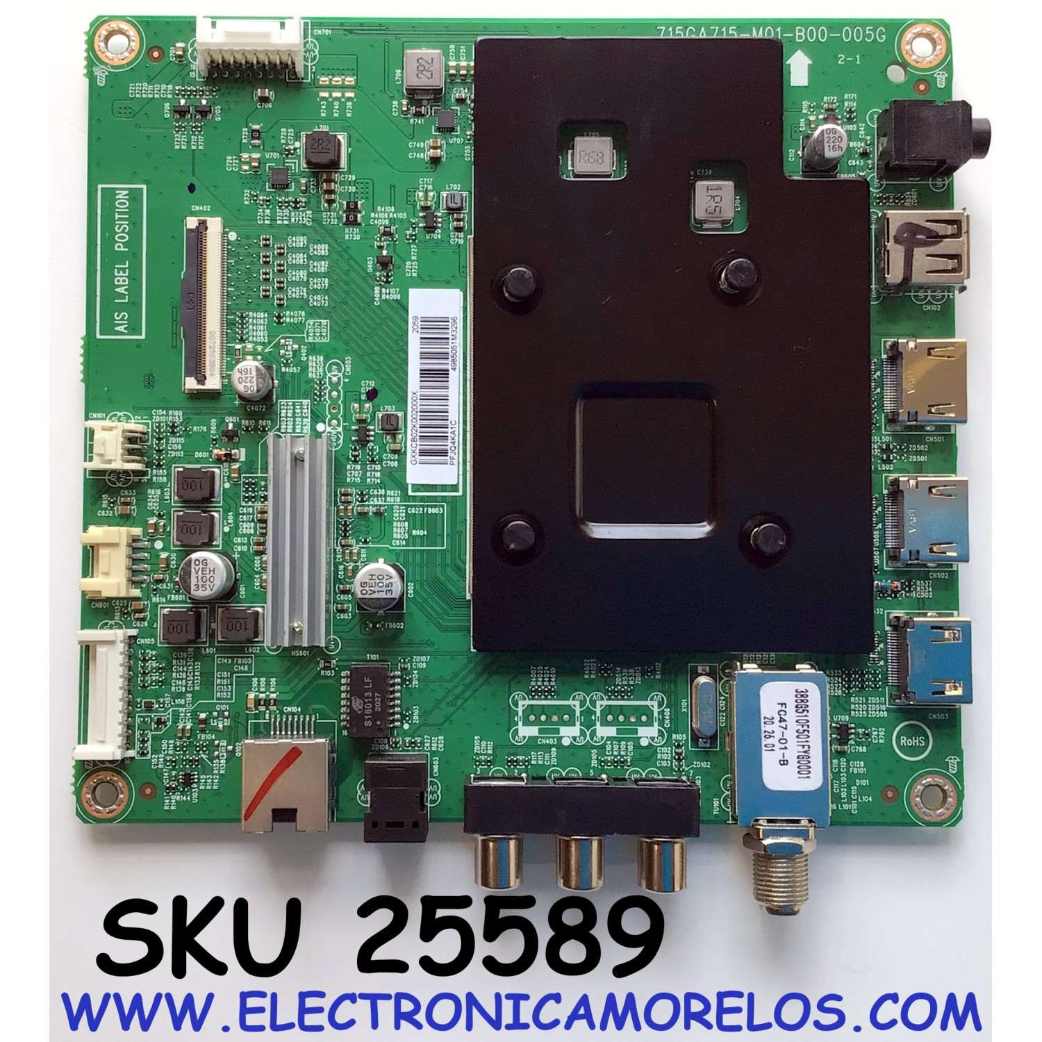 MAIN PARA TV INSIGNIA 4K·UHD·HDR ((FIRE TV)) / NUMERO DE PARTE GXKCB02K002 / 715GA715-M01-B00-005G / GXKCB02K002000X / E248779 / PANEL TPT500B5-U2T01.D REV:S01AN / DISPLAY CV500U2-T01 / MODELO NS-50DF710NA21