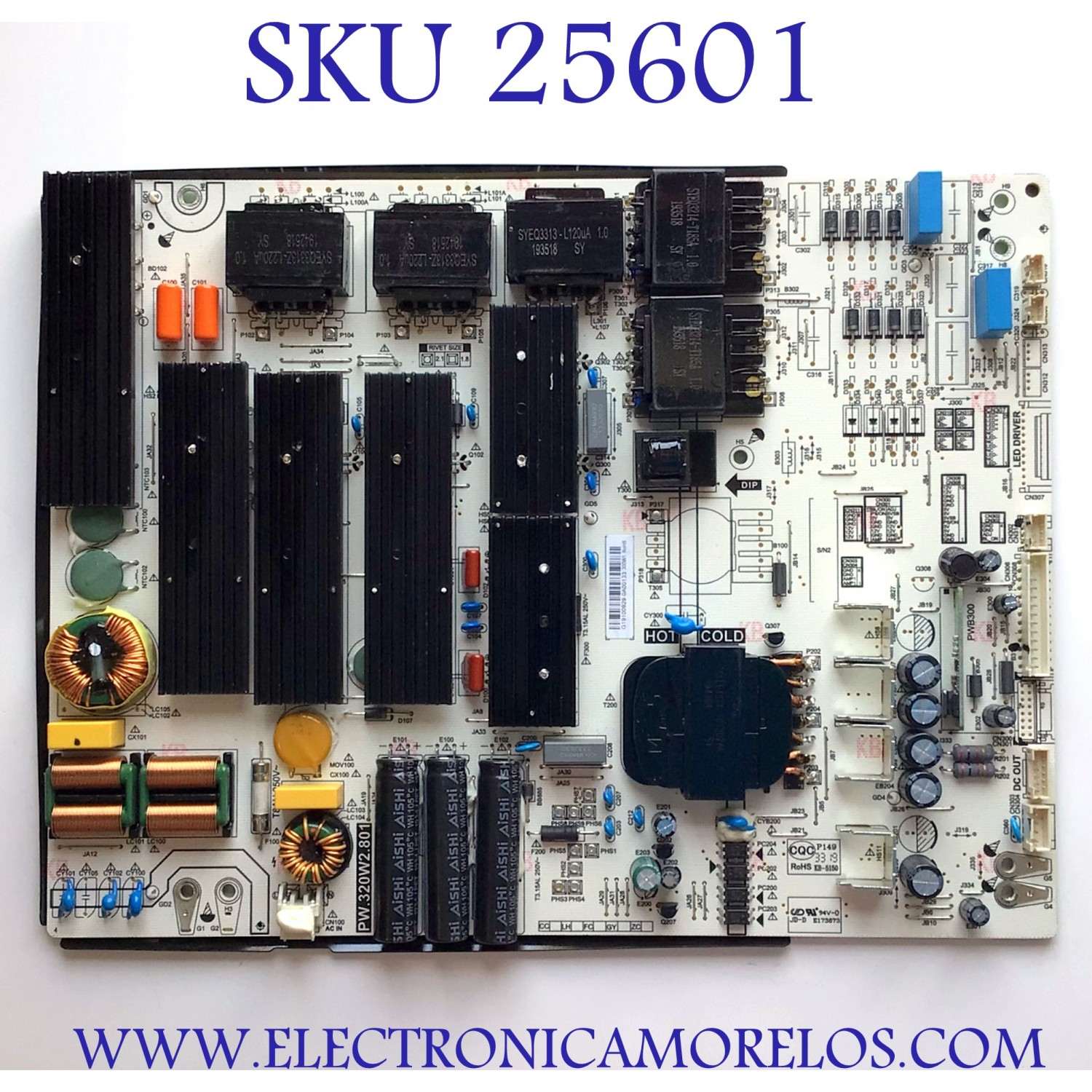 FUENTE PARA TV SCEPTRE NUMERO DE PARTE G19100929-0A00133 / PW.320W2.801 / 300W1 / PANEL DCT750QVN04.6 / MODELO N75