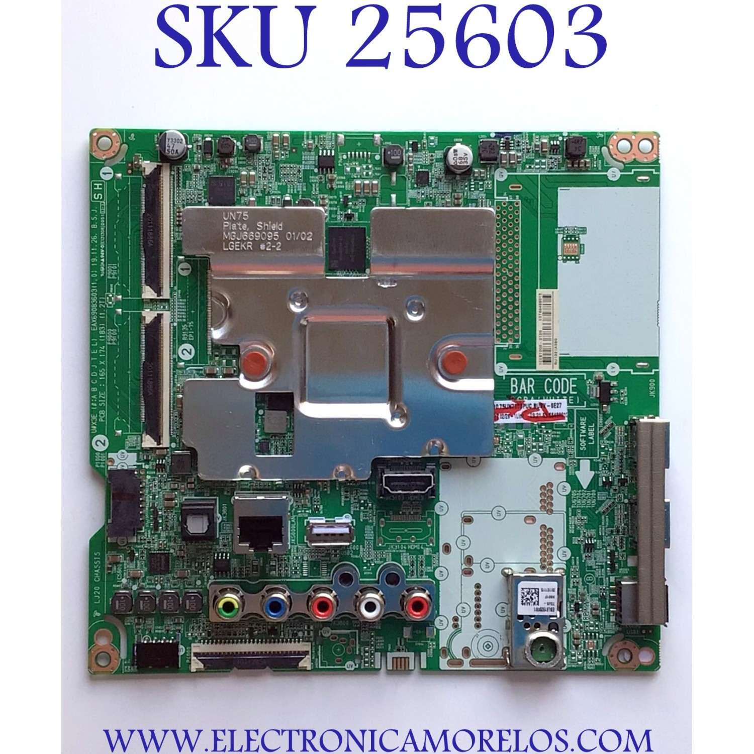 MAIN PARA TV LG NUMERO DE PARTE EBT66488012 / EAX69083603 / 1CEBT000-0105 / RU1321A36G / PANEL NC750DQG-ABGRE / MODELO 75UN7070PUC.BUSVLKR