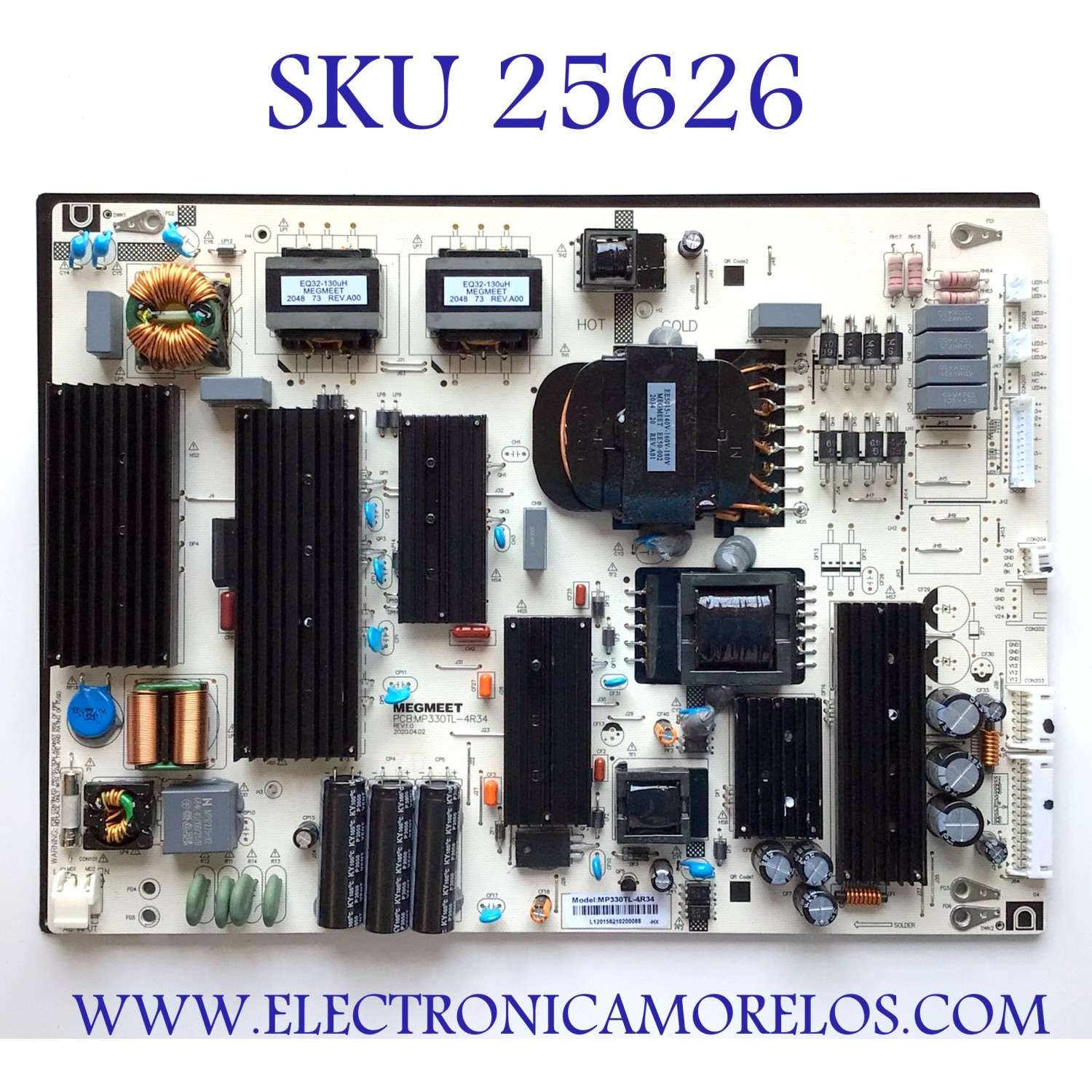 FUENTE DE PODER PARA TV RCA 4K UHD HDR SMART TV / NUMERO DE PARTE MP330TL-4R34 / MP330TL-4R34-HX / PANEL V750DK3-Q01 / MODELOS RWOSU7547 / RNSMU8512