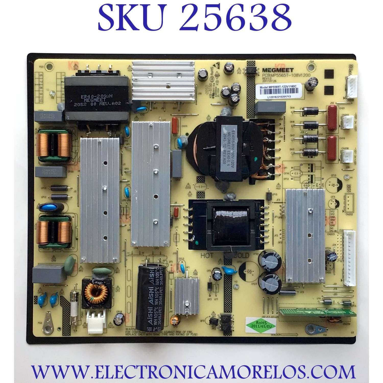 FUENTE PARA TV RCA NUMERO DE PARTE MP5565T-122V1160C / MP5565T-108V1200 / L120162210201713 / MODELO RTU6549