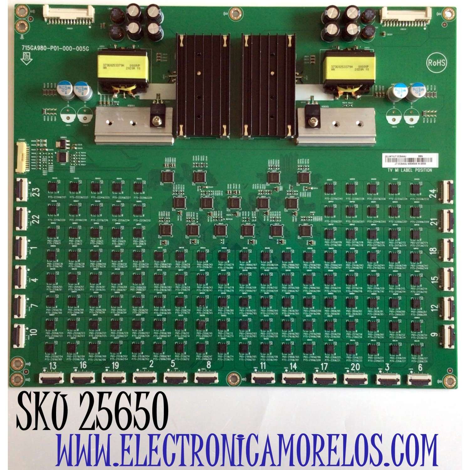 LED DRIVER PARA TV VIZIO NUMERO DE PARTE LNTVJT12ZAAAJ / 715GA980-P01-000-005G / JT12ZAAAJ 4904509 N 0203 / 2024 / MODELO P75Q9-H1