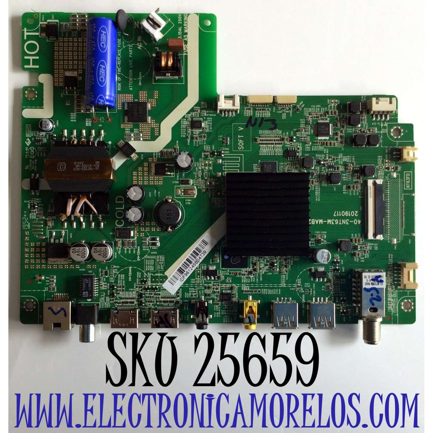 MAIN FUENTE PARA TV HKPRO / NUMERO DE PARTE IDF961245B / 40-3NT63M-MAB2HG / 20190117 / IDF961245B04739 / ESTA TARJETA ES CHINA Y ES UTILIZADA EN DIFERENTES MARCAS Y MODELOS / ENTRAR A DESCRIPCIÓN DEL PRODUCTO