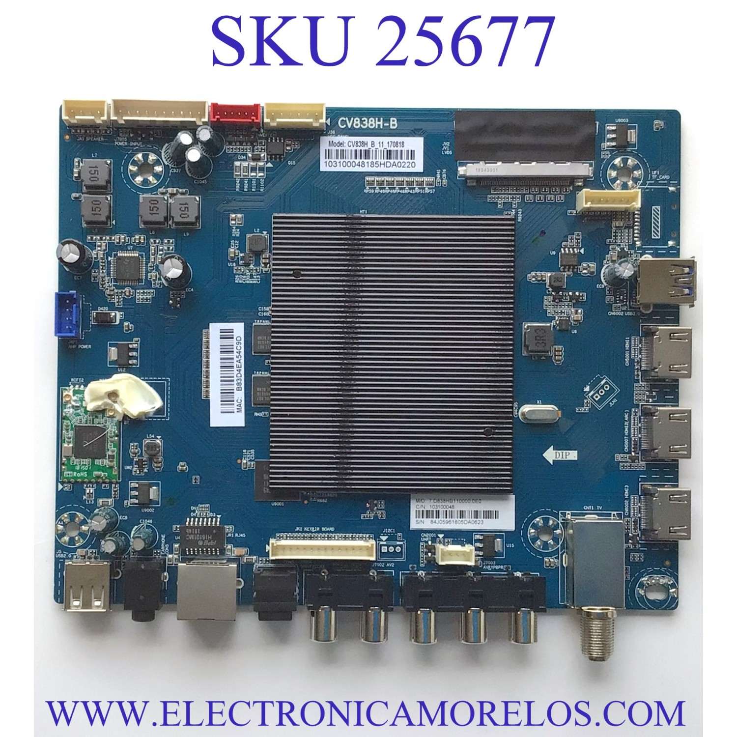 MAIN PARA TV WESTINGHOUSE SMART TV / NUMERO DE PARTE 103100048 / CV838H-B / W18037-SY / CV838H_B_11_170818 / 7.D838HB110000.0E0 / E254667 S / H2E03104A0 / MODELO WG43UX4100