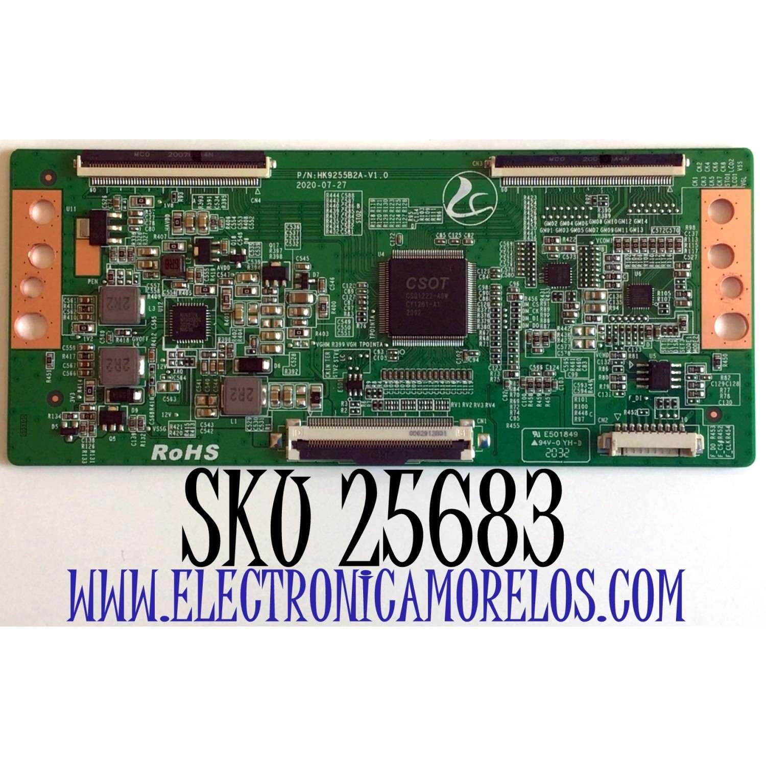 T-CON PARA TV SCEPTRE / NUMERO DE PARTE HK9255B2A / HK9255B2A-V1.0 / M81N550BDKP084 / PANEL PT550GT01-01 / MODELOS N55 / N55 KQTV83BB