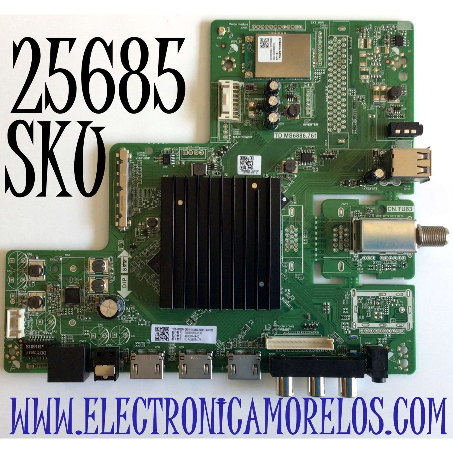 MAIN PARA TV SCEPTRE ANDROID TV 4K UHD SMART TV / NUMERO DE PARTE 260101014330 / TD.MS6886.761 / 4100094440 / A20063003 / LSC550FN11-2 / 1110-4000094-260101014330-200617-A00102 / PANEL'S HK550WLEDM-JH0GH / PT550GT01-01 / MODELOS G55 / A558CV-U