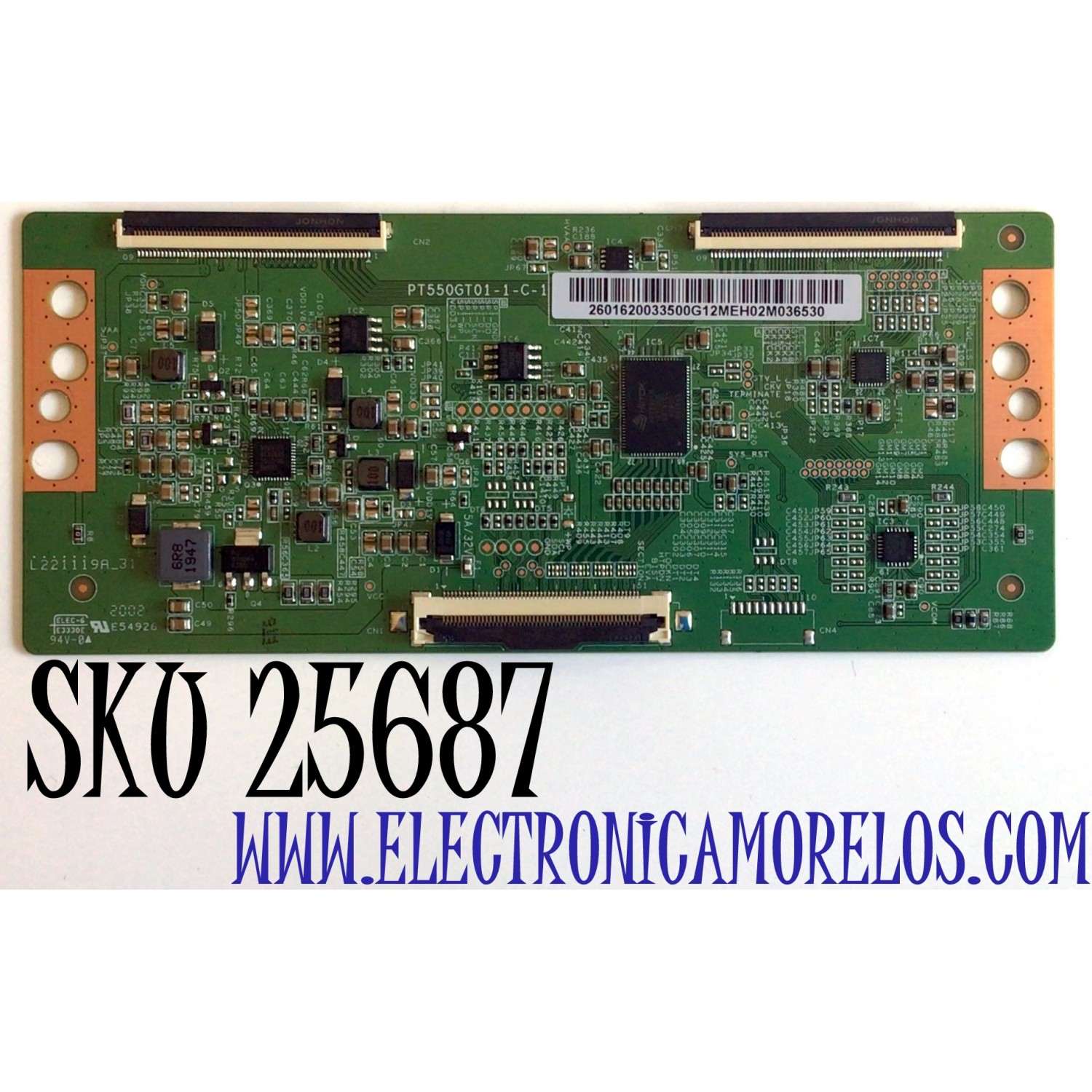 T-CON PARA TV SCEPTRE / NUMERO DE PARTE 260162003350 / PT550GT01-1-C-1 / 2601620033500G12MEH02M036530 / PANEL'S HK550WLEDM-JH0GH / PT550GT01-01 / MODELOS G55 / A558CV-U