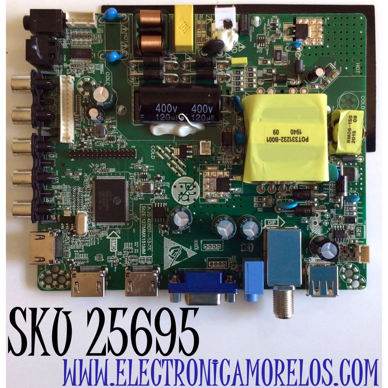 MAIN FUENTE (COMBO) PARA TV RCA / NUMERO DE PARTE AE0012226 / A.20.408D2-13-0X / CQC08001027236 / 408D2-A3 / D042806/20/W/2/RY / 2020525KA00745 / S0120051300 / 200525N1A / PANEL V400HJ6-PE1  C3 / MODELO RLDED4016A-H