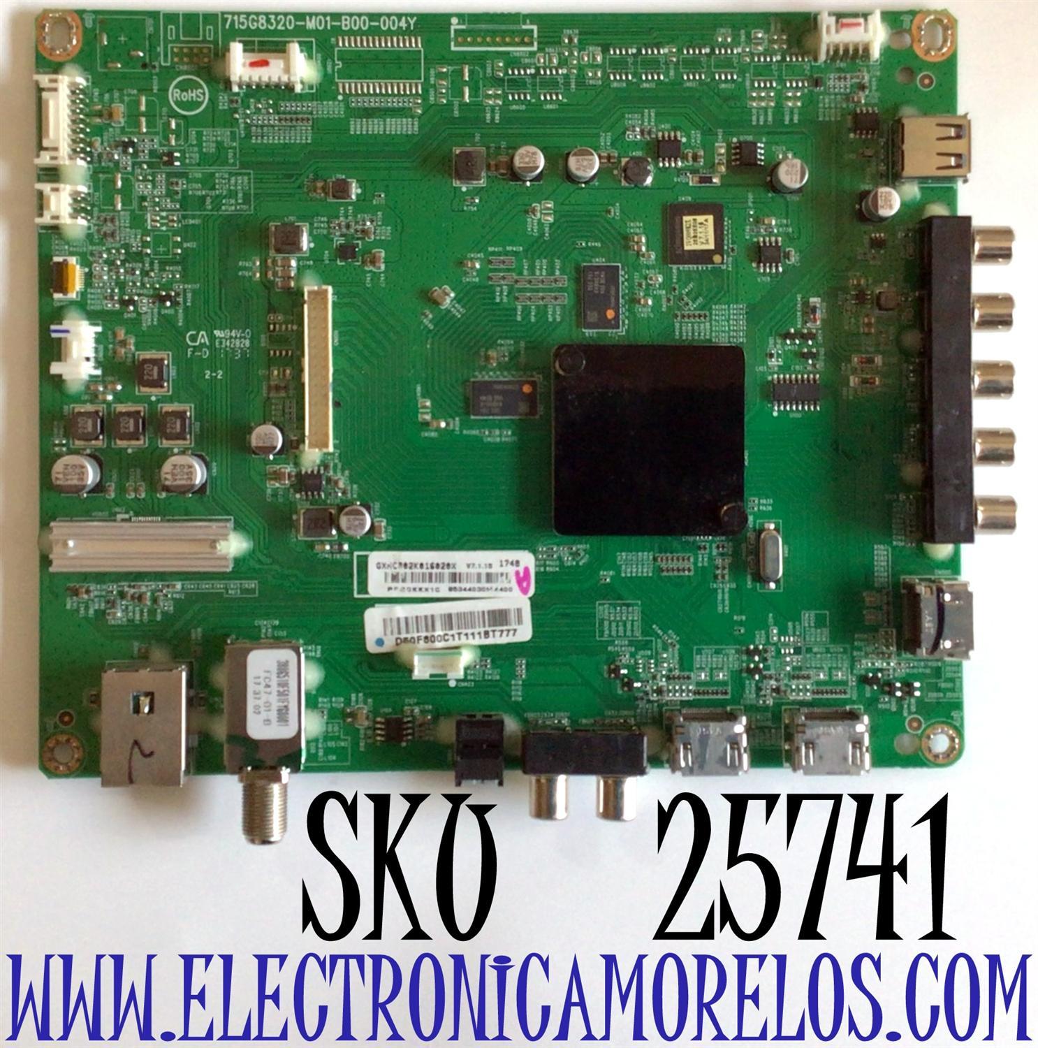 MAIN PARA TV VIZIO FULL HD SMART TV / NUMERO DE PARTE 756TXHCB02K016 / XHCB02K016 / 715G8320-M01-B00-004Y / 715G8320-M01-B00-004T / 756TXHCB02K0160 / PANEL TPT500J1-LE8.N / DISPLAY V500HJ1-PE8 REV.C7 / MODELO D50F-E1 / D50F-E1 LTC6VT / D50F-E1 LTC6VTLT