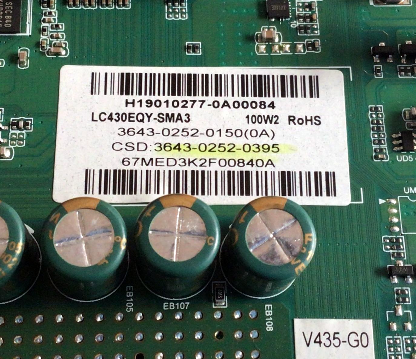MAIN FUENTE (COMBO) PARA TV VIZIO / NUMERO DE PARTE 3643-0252-0395 / TP.MT5597.PC768 / LC430EQY-SMA3 / 3643-0252-0150 / 3643-0252-0150(0A) / MODELO V435-G0 / V435-G0 LAUKQE  / DISPLAY LC430EQY(SM)(A3) / V435-G0 LAUKQEKV - Imagen 2
