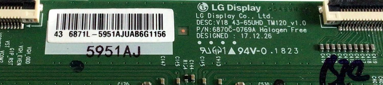 T-CON PARA TV VIZIO NUMERO DE PARTE 6871L-5951A / 6870C-0769A / 5951A / V18_43-65UHD_TM120_v1.0 / MODELO V435-G0 / V435-G0 LAUKQE / V435-G0 LAUKQEKV - Imagen 2