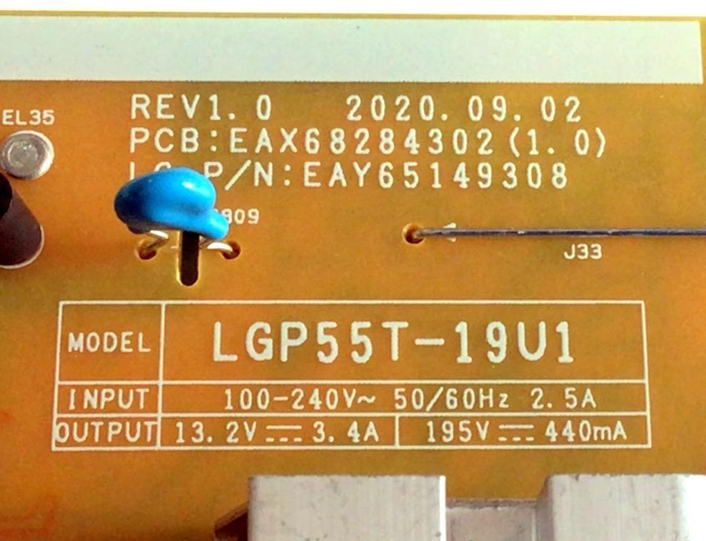 FUENTE DE PODER PARA TV LG 4K UHD SMART TV / NUMERO DE PARTE EAY65149308 / EAX68284302 / 65149308 / LGP55T-19U1 / EAX68284302(1.0) / PLDK-L805C / 3PCR02492B / PANEL NC550DQG-AAHX1 / MODELO 55UN6955ZUF / 55UN6955ZUF.BUSWLKR / 55UP7560AUD.BUSYLKR - Imagen 2