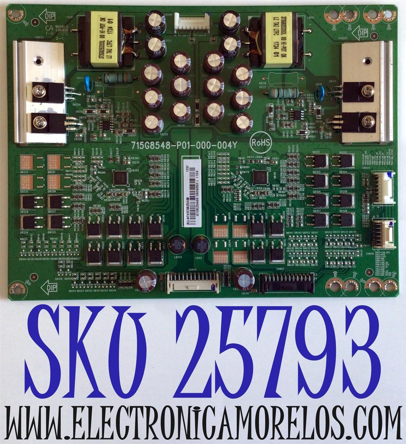 LED DRIVER PARA TV VIZIO 4K UHD HDR SMART TV / NUMERO DE PARTE LNTVGT38ZXAG8 / 715G8548-P01-000-004Y / GT38ZXAG8 / E342828 / PANEL S750QF57 V0 / MODELOS V755-J04 / V755-J04 LBNFE5 / V755-J04 LBNFE5KX / M75-E1 / M75-E1 LTMAEM / M75-E1 LTMAEMMU