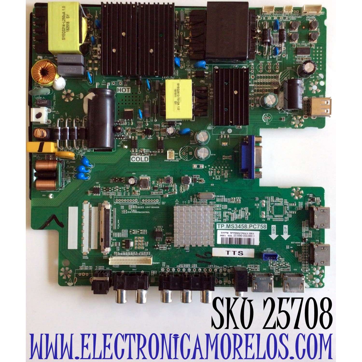 MAIN FUENTE (COMBO) SCEPTRE 4K UHD TV / NUMERO DE PARTE T201807050A / TP.MS3458.PC758 / 8142123342060 / HV550QUB_H11 / U550CV-UMR / 20180403_104347 / C18087050 / 2605325A0 / PANEL CN55XB621 / MODELO W55 / U550CV-UMR