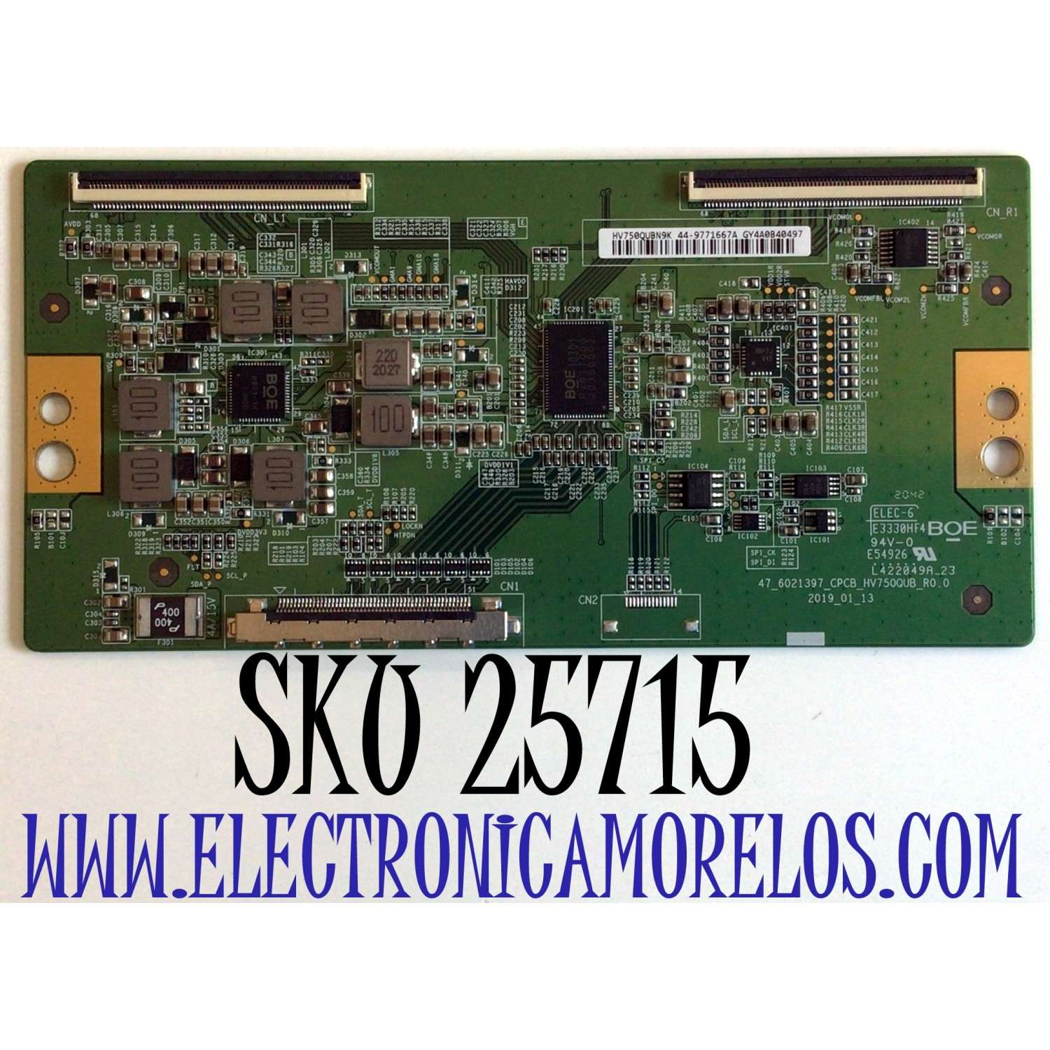 T-CON PARA TV PHILIPS NUMERO DE PARTE 44-9771667A / 47_6021397 / 47_6021397_CPCB_HV750QUB_R0.0 / E54926 / PANEL BOEI750WQ1-N9K / DISPLAY LC750EQY(SN)(A1) / MODELO 75PFL5604/F7 / 75PFL5604/F7 / KD-75X80J / KD75X80J / XBR-75X800H / XBR75X800H