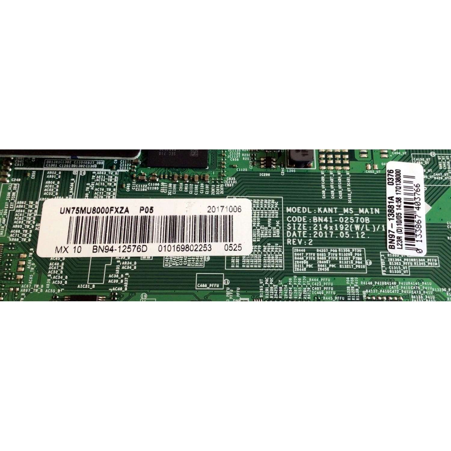 MAIN PARA TV SAMSUNG / NUMERO DE PARTE BN94-12576D / BN97-13881A / BN41-02570B / PANEL CY-KM075FLLVEH / DISPLAY LSF750FF02-L01 / BN96-40076A / MODELO UN75MU8000 / UN75MU8000FXZA / UN75MU8000FXZA FC05 - Imagen 2