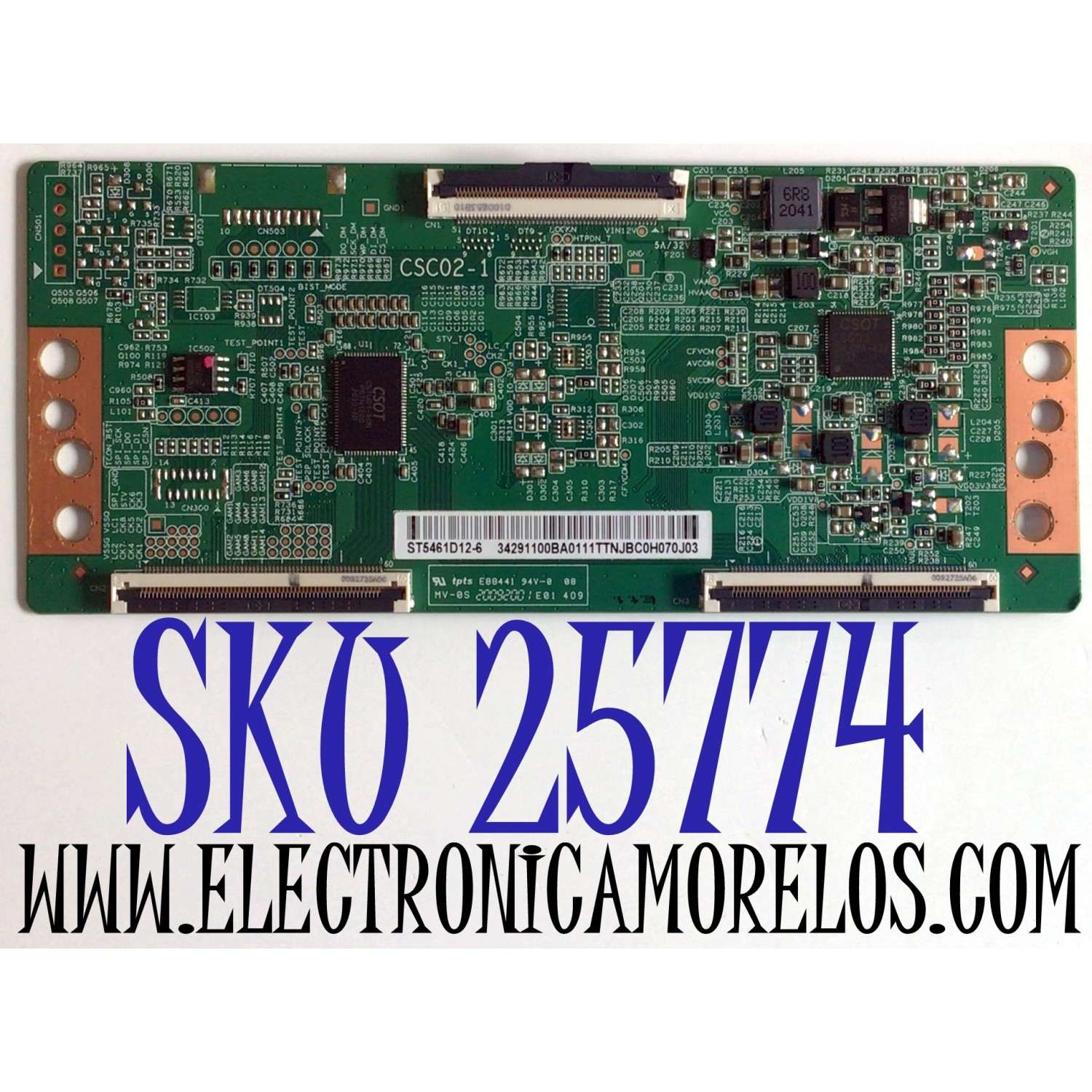 T-CON PARA TV VIZIO / HKPRO / NUMERO DE PARTE 34291100BA01 / CSC02-1 / ST5461D12-6-C-1 / ST5461D12-6 / 34.29110.0BA / 34291100BA07 / PANEL TPT550U2-D126.L REV:S21B / DISPLAY ST5461D12-6 VER.2.2 / MODELOS 55LF621U21 / NS-55F301NA22 / V555M-K01 / HKP55RUHD1