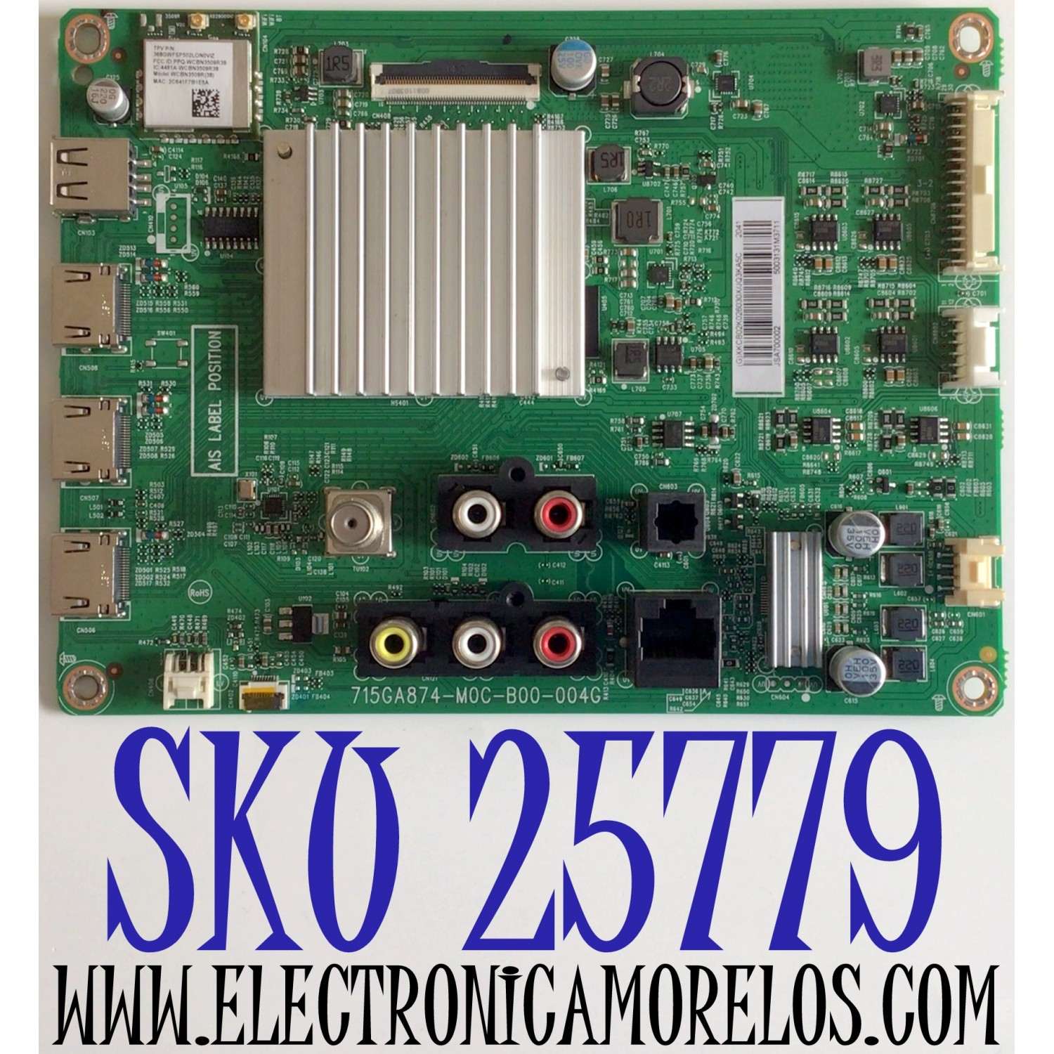 MAIN PARA TV VIZIO 4K HDR SMART TV / NUMERO DE PARTE XKCB02K026 / 756TXKCB02K026 / 715GA874-M0C-B00-004G / 715GA874-M0C-B00-004K / 756TXKCB02K0260 / PANEL TPT700B5-U1T01.D REV:S01BA / MODELO V705-H1 / V705-H1 LMXHZJ / V705-H1 LMXHZJLW