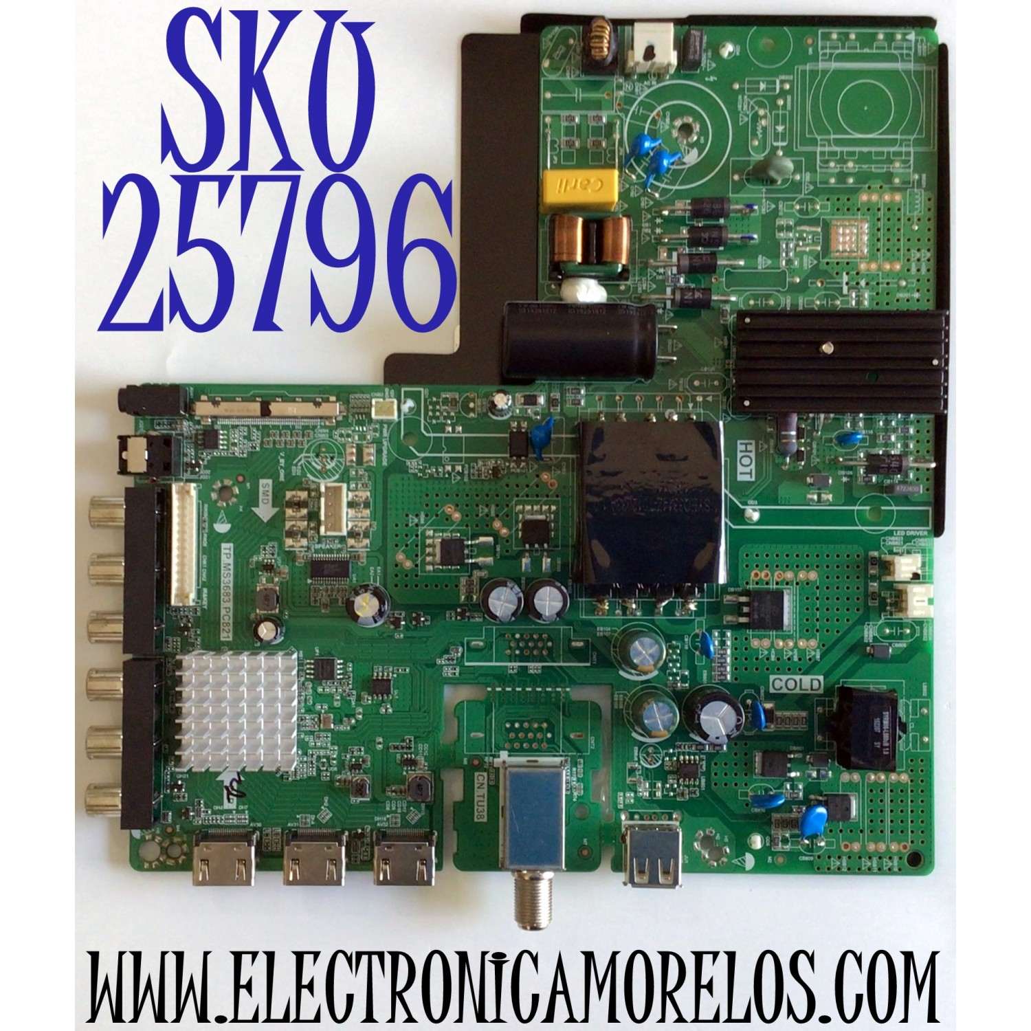 MAIN FUENTE COMBO ORIGINAL PARA TV SCEPTRE / NUMERO DE PARTE A19083340 / TP.MS3683.PC821 / HV430QUB-N1A / PANEL HV430QUB-N41 / MODELO U435CV-U UOTV83BA