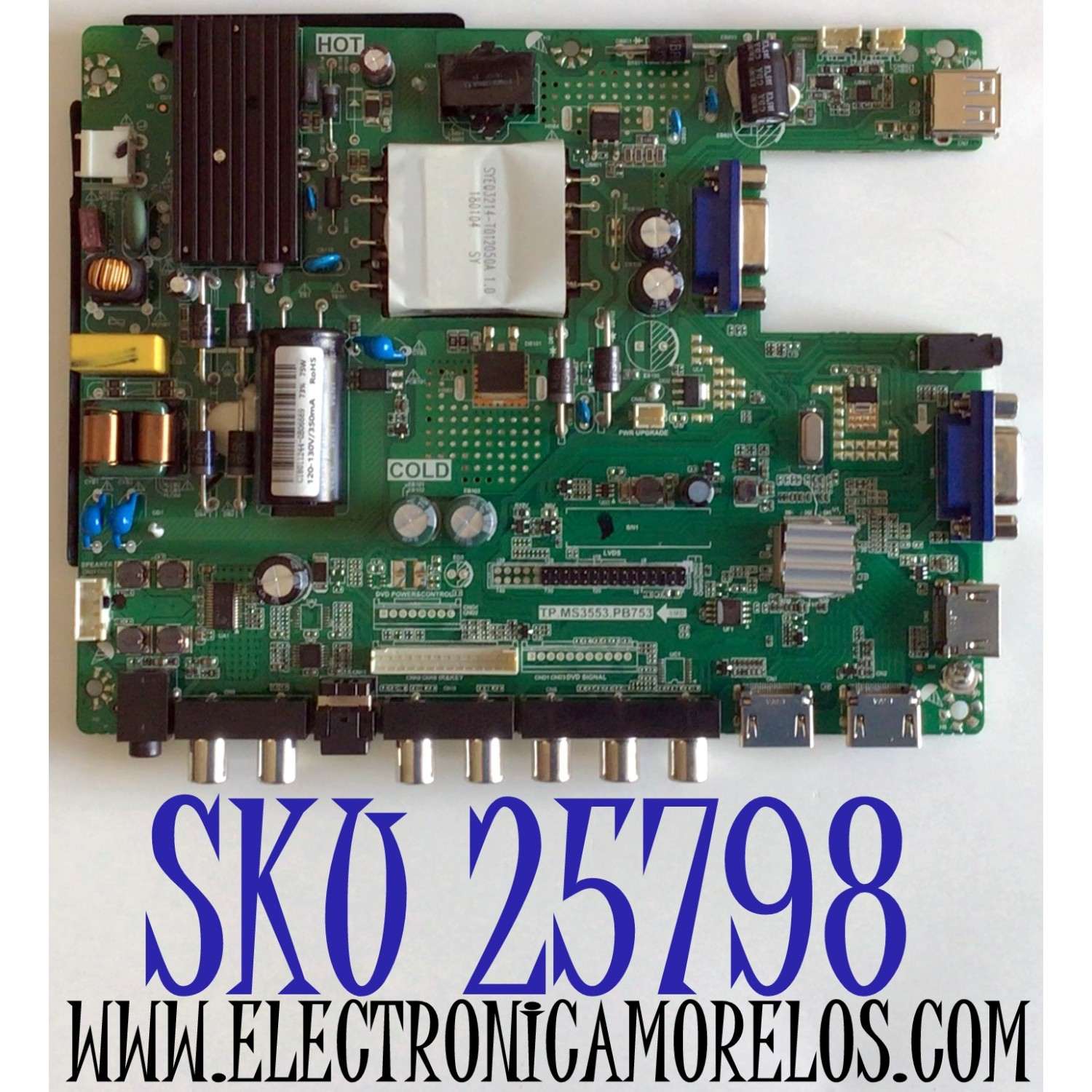 MAIN FUENTE COMBO ORIGINAL PARA TV SCEPTRE / NUMERO DE PARTE T201711244C / TP.MS3553.PB753 / 8142123352156 / T500HVN07.5 / 20180102-160702 / C18011244-0B06669 / MODELO X505BV-FSR