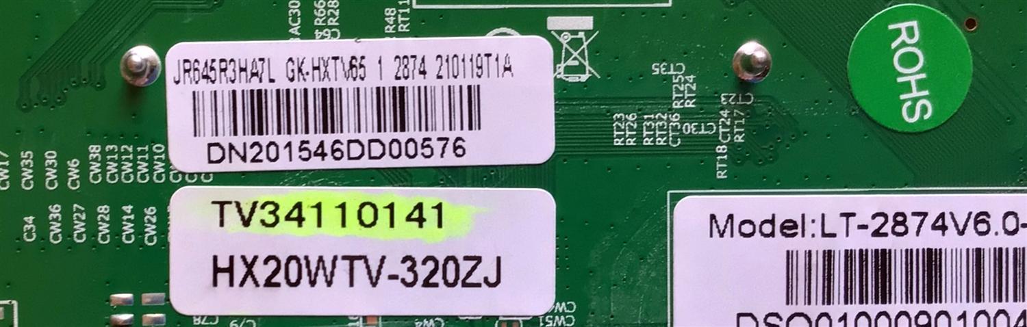 MAIN PARA TV RCA NUMERO DE PARTE TV34110141 / LT-2874V6.0 / HX20WTV-320ZJ / JR45R3HA7L / GK-HXTV65 / LT-2874V6.0 / MODELO RWOSU6547-B - Imagen 2