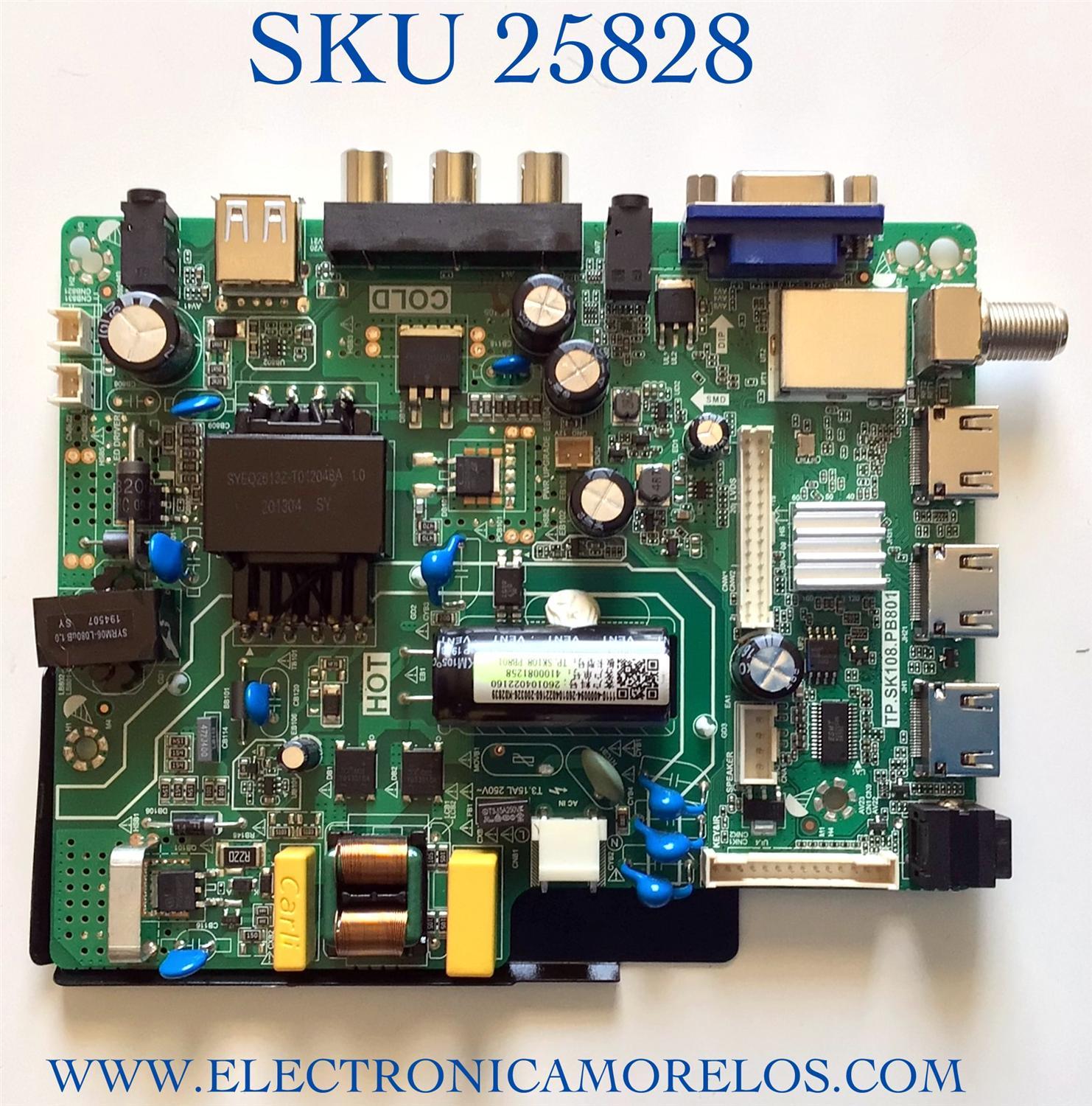 MAIN FUENTE PARA TV WESTINGHOUSE 4100081258 / TP.SK108.PB801 / 260104022160 / DISPLAY PT50GT01-03 / MODELO WD50FB1200