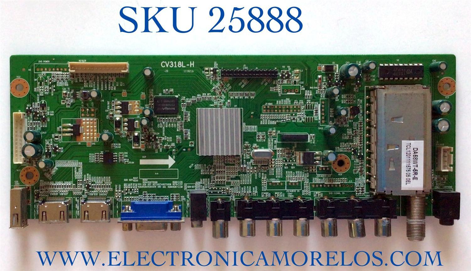 MAIN PARA TV INSIGNIA NUMERO DE PARTE SMT120206-20504 / CV318L-H / PANEL V236H1 -L01 REV.C4 / MODELO NS-24L240A13