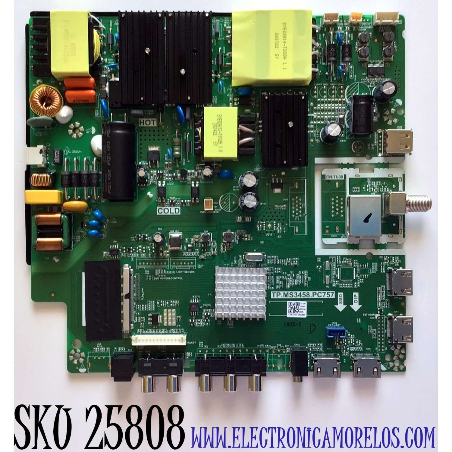 MAIN FUENTE PARA TV RCA NUMERO DE PARTE AE0012148 / TP.MS3458.PC757 / Z20071805-2A02889 / PANEL HV550QUB-S1E / MODELOS RTU5540-B