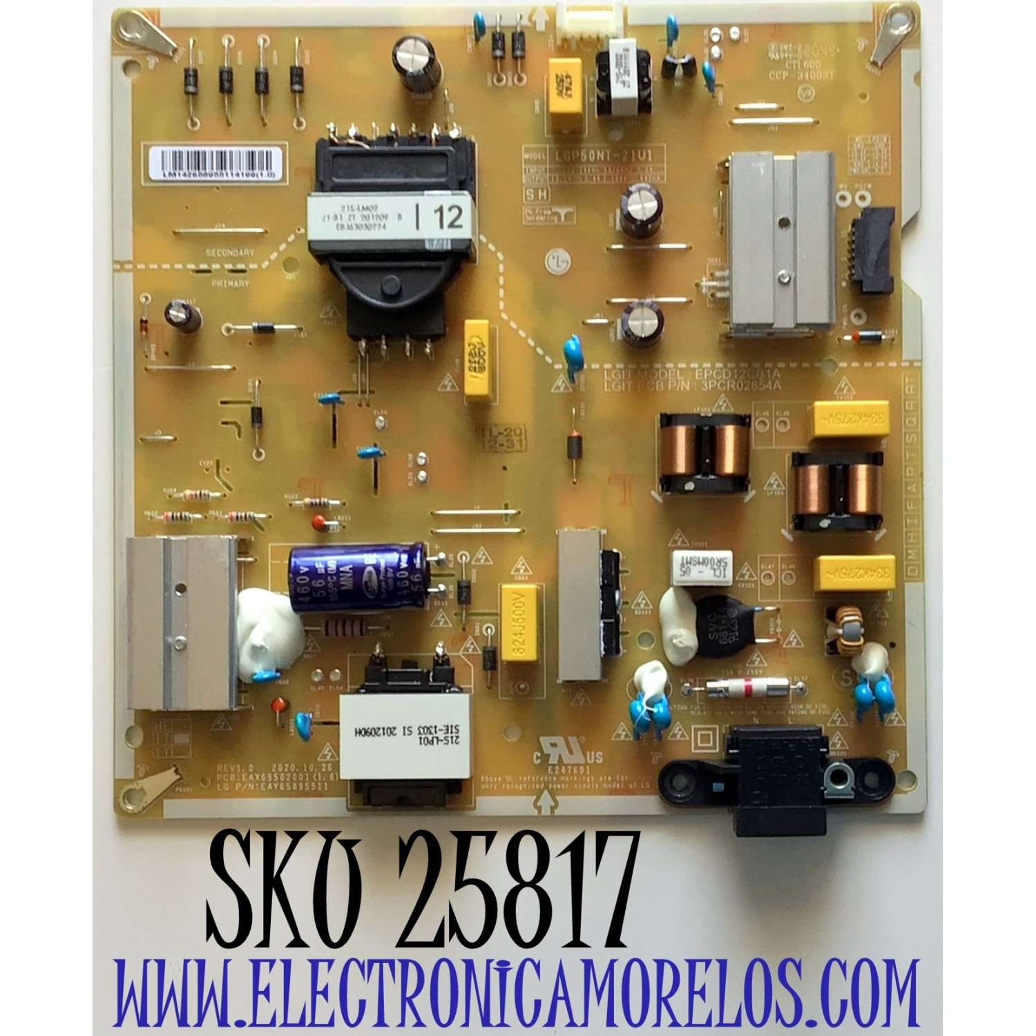 FUENTE PARA TV LG NUMERO DE PARTE EAY65895511 / EAX69502001 / PANEL NC500TQG-VHKH1 / MODELO 50UP8000PUA.BUSSLJM