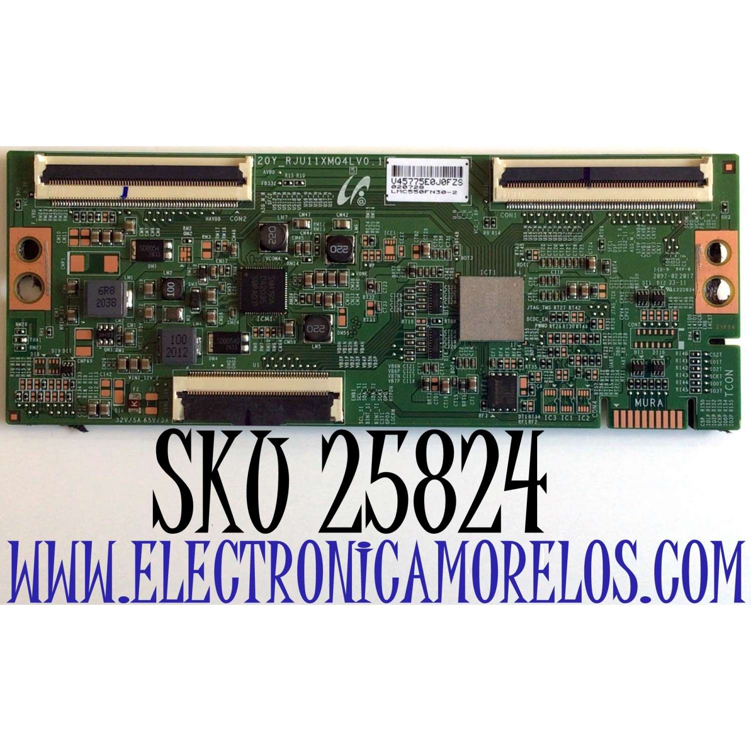 T-CON PARA TV ONN·ROKU TV 4K SMART TV (55) / NUMERO DE PARTE LJ94-45775E / 20Y_RJU11XMQ4LV0.0 / LMC550FN30-2 / PANEL LSC550FN30-2 / MODELO 100012586