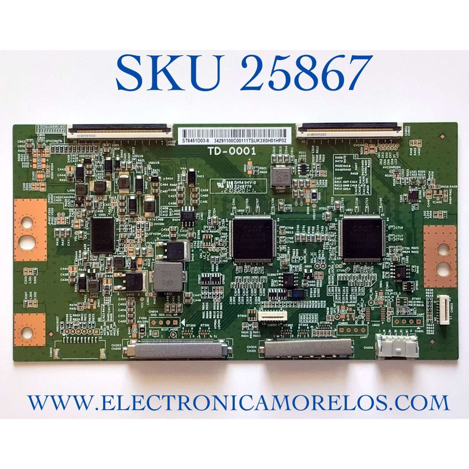 T-CON PARA TV SONY / NUMERO DE PARTE 34291100C / st6451d03-8 / TD-0001 / PANEL YDBM065DCS11 / NUMERO DE DISPLAY ST6451D03-5 / YDBM065CCS11 / MODELOS KD-65X85J / KD65X85J / XR-65X90J / XR65X90J / XR-65X90K / XR65X90K