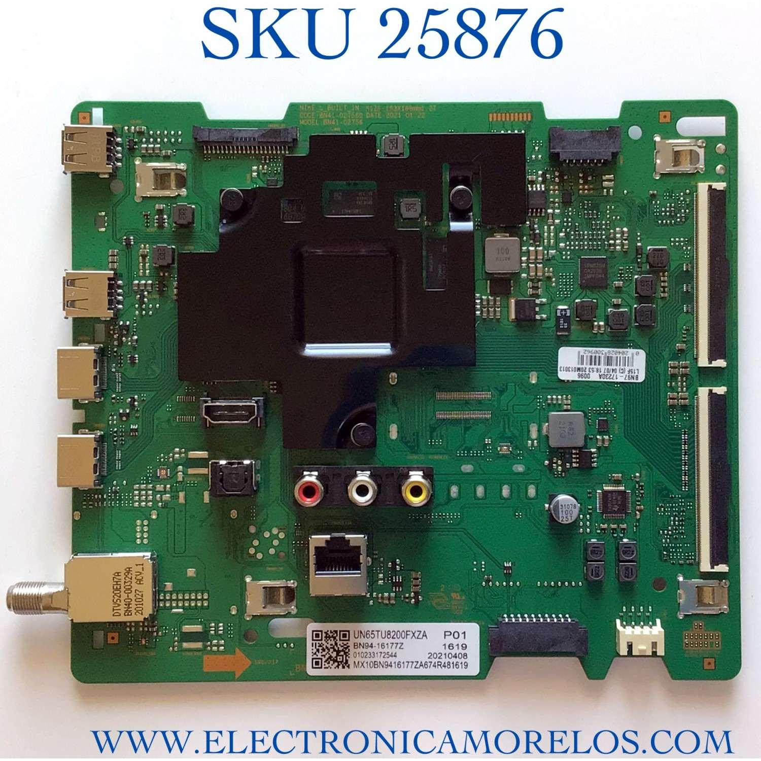 MAIN PARA TV SAMSUNG 4K·UHD·HDR SMART TV / NUMERO DE PARTE BN94-16177Z / BN41-02756D / BN97-17230A / PANEL CY-BT065HGLVDH / DISPLAY BN96-53589A / BN9653589A / MODELO UN65TU7000 / UN65TU8000FXZA FJ12