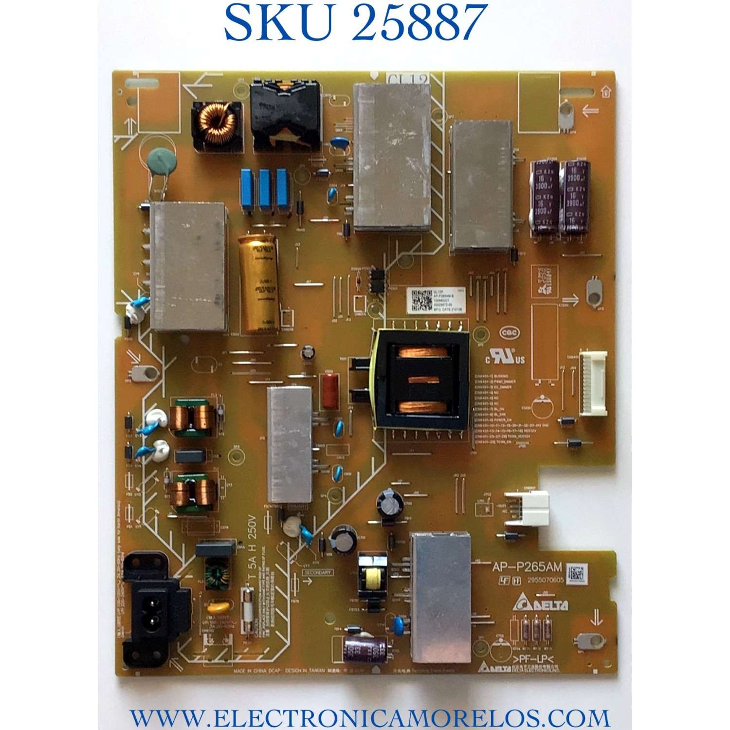 FUENTE DE PODER PARA TV SONY BRAVIA / NUMERO DE PARTE 100980021 / AP-P265AM / 2955070605 / AP-P265AM B / 1-009-800-21 / PANEL YSBM050CNU11 / YDBM050CCU11 / MODELOS KD-50X80J / KD50X80J / KD-50X85J  KD50X85J