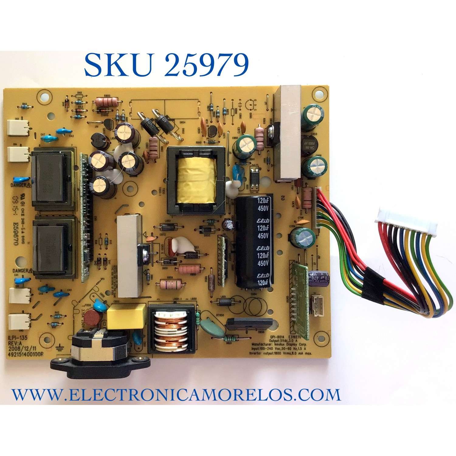FUENTE PARA MONITOR HP NUMERO DE PARTE 791421400800R / 492151400100R / HO280AB06HR0 / PANEL LTM200KT01 / MODELO 2009M