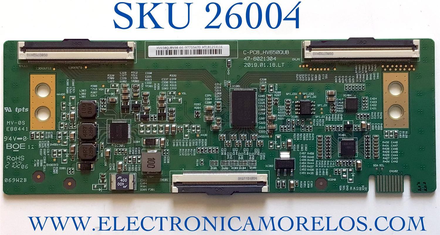 T-CON PARA TV VIZIO 4K HDR SMART TV / NUMERO DE PARTE 44-9771547O / 47-6021304 / C-PCB_HV650QUB / 44-97715470 / HV650QUBN90 / E88441 / PANEL'S HV650QUB-F70 / TV18970114_V655-H4 / MODELO V655-H4 / V655-H4 LBPFZZ