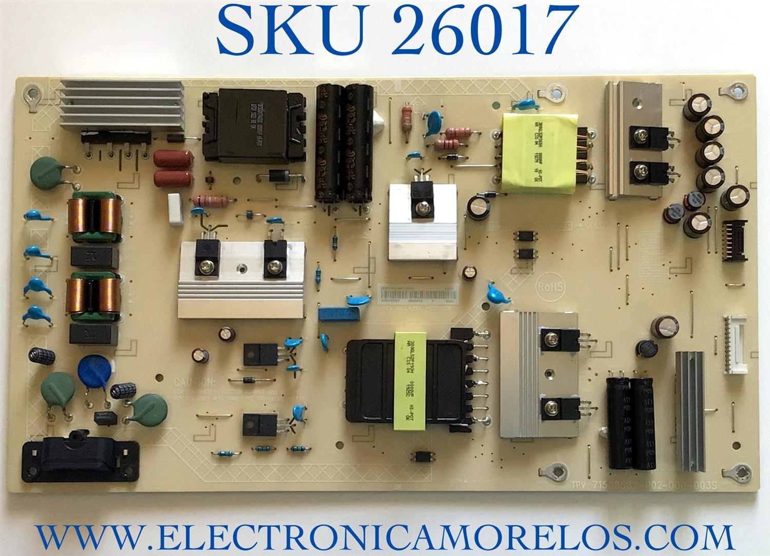 FUENTE PARA TV ELEMENT PLTVJI401XXG1 / 715G9582-P02-000-003S / (X)PLTVJI401XXG1 / PANEL TPT650J1-QUBF90.K REV:9WP0Z / MODELO  E4ST6519RKU