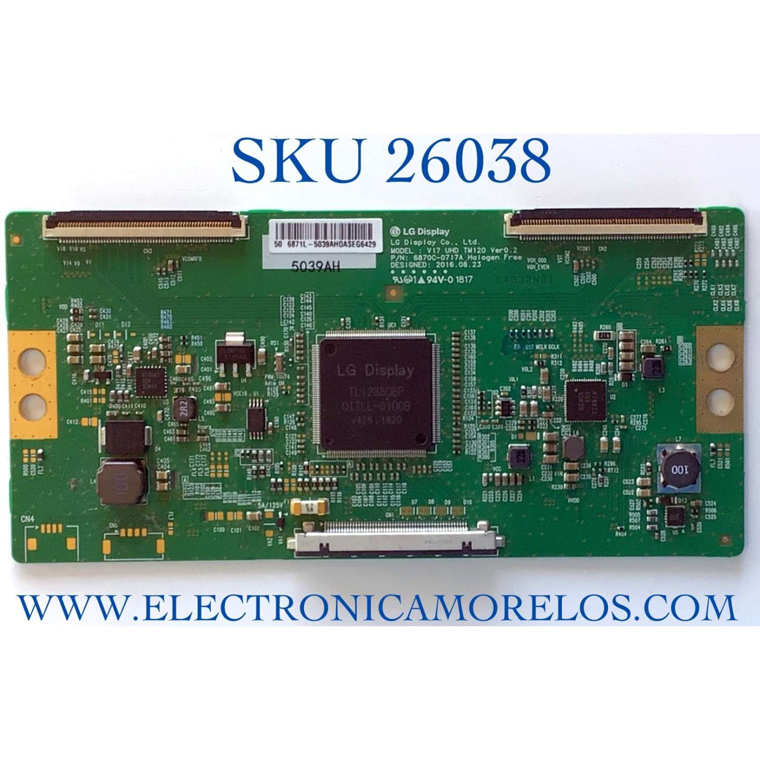 T-CON PARA TV VIZIO NUMERO DE PARTE 6871L-5039A / 6870C-0717A / 5039AH / PANEL TPT500U1-EQYSKM.G / MODELO  D50-F1 LTD7WRNU