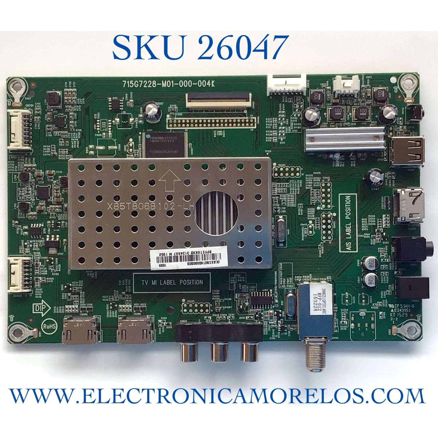 MAIN PARA TV SHARP NUMERO DE PARTE XECB0TK009 / 715G7228-M01-000-004K / (X)XECB0TK009030X / PANEL TPT430H3-HVN01.U REV:S080D / MODELO LC-43LB371U / LC43LB371U 